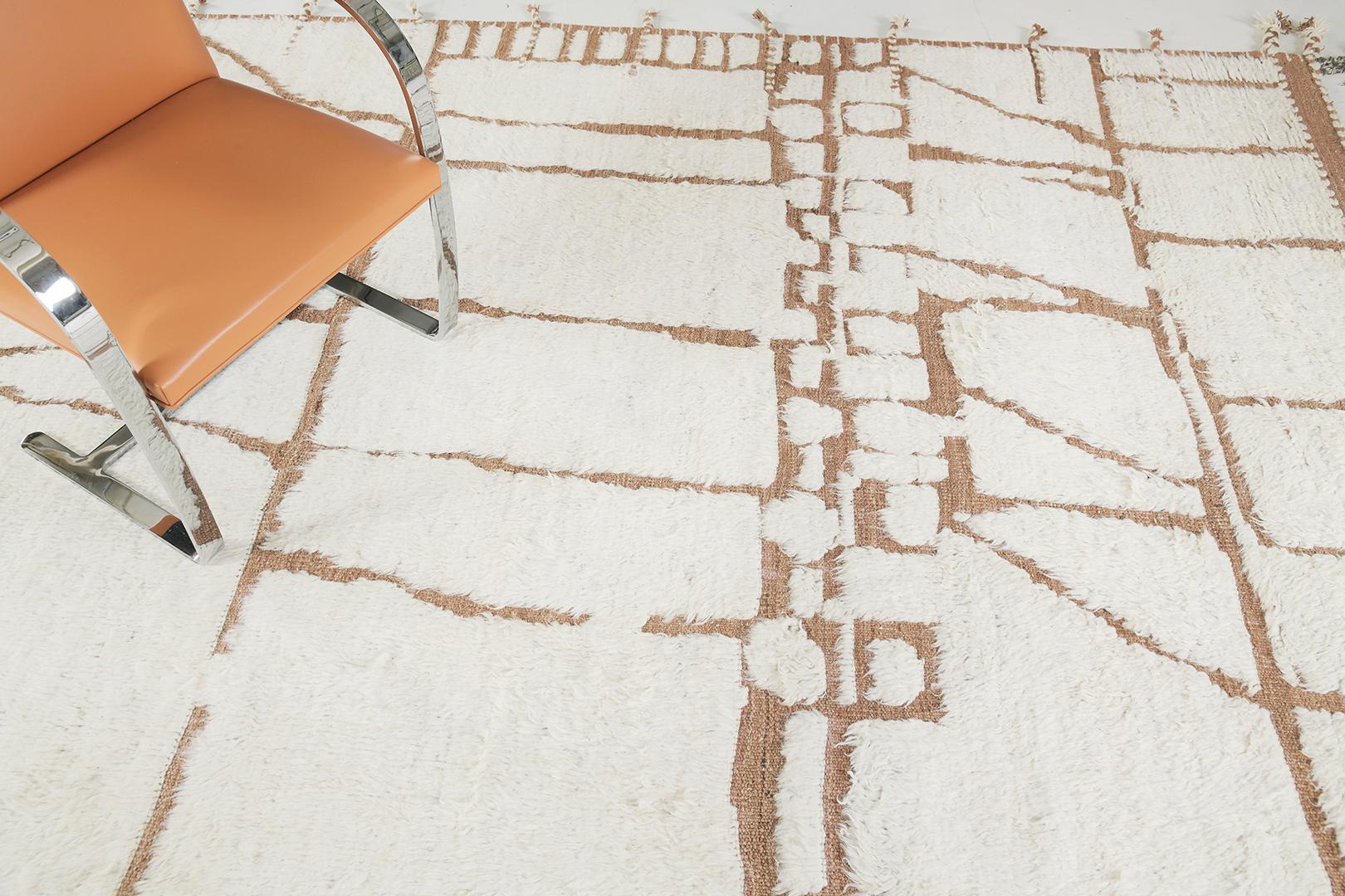 Tenda unterstreicht das geprägte Florgewebe in spielerischen erdigen Tönen mit einem fesselnden Layout. Ein zeitgenössisches und modernes Kunstwerk, das Ihr Zuhause in ein raffiniertes und trendiges Zuhause verwandelt. Mehrabans Atlas-Kollektion ist