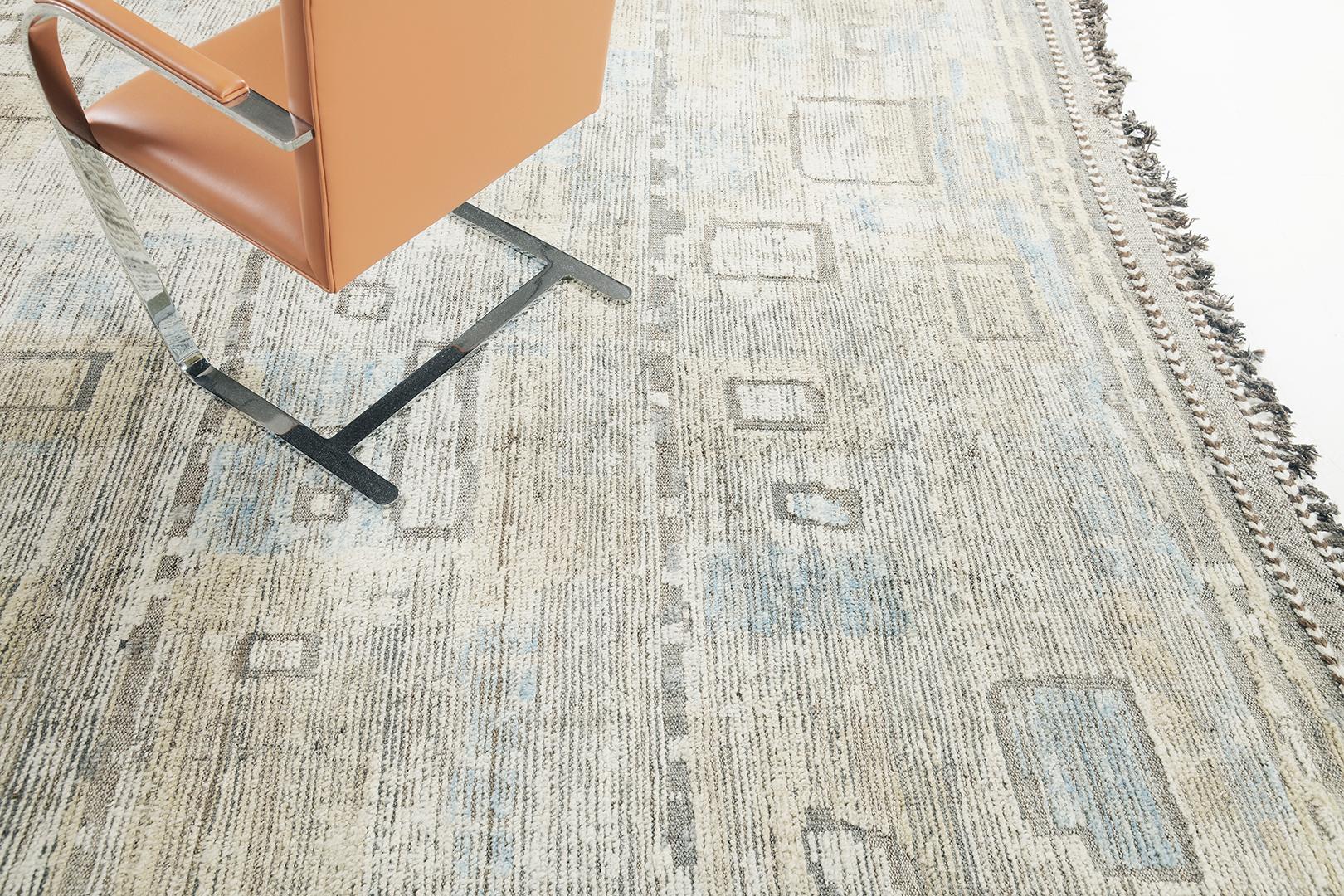Featuring the remarkable texture and amazing earthy colour scheme, this exquisite rug called Tidar’ from our Atlas collection exudes masterful sophistication. The brilliant combination of cerulean blue, ivory and coffee contributes to the wonderful
