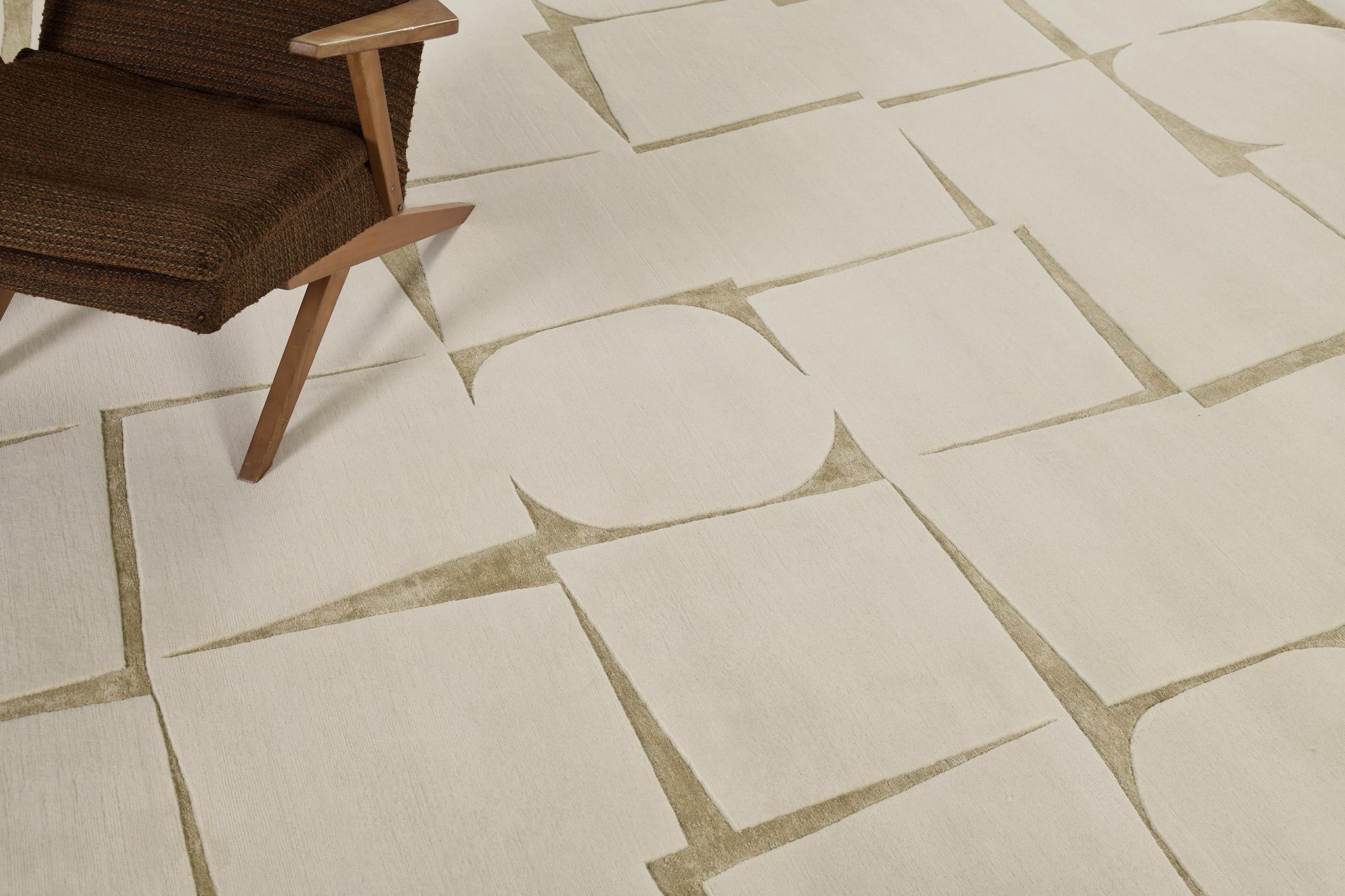 Toccato’ features stacked geometrical patterns depicting aesthetic artistry. It is a part of the Design Rhymes Collection which pulls inspiration from different aspects of architecture. This rug is rendered in the most soothing shade of ivory and