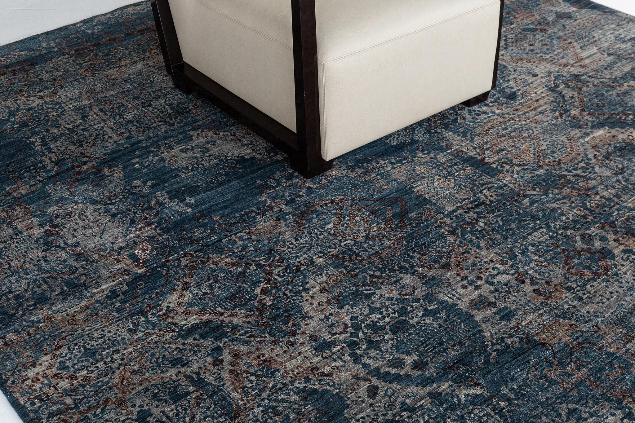 Hand-Knotted Mehraban Transitional Design Rug Allure Fiore For Sale