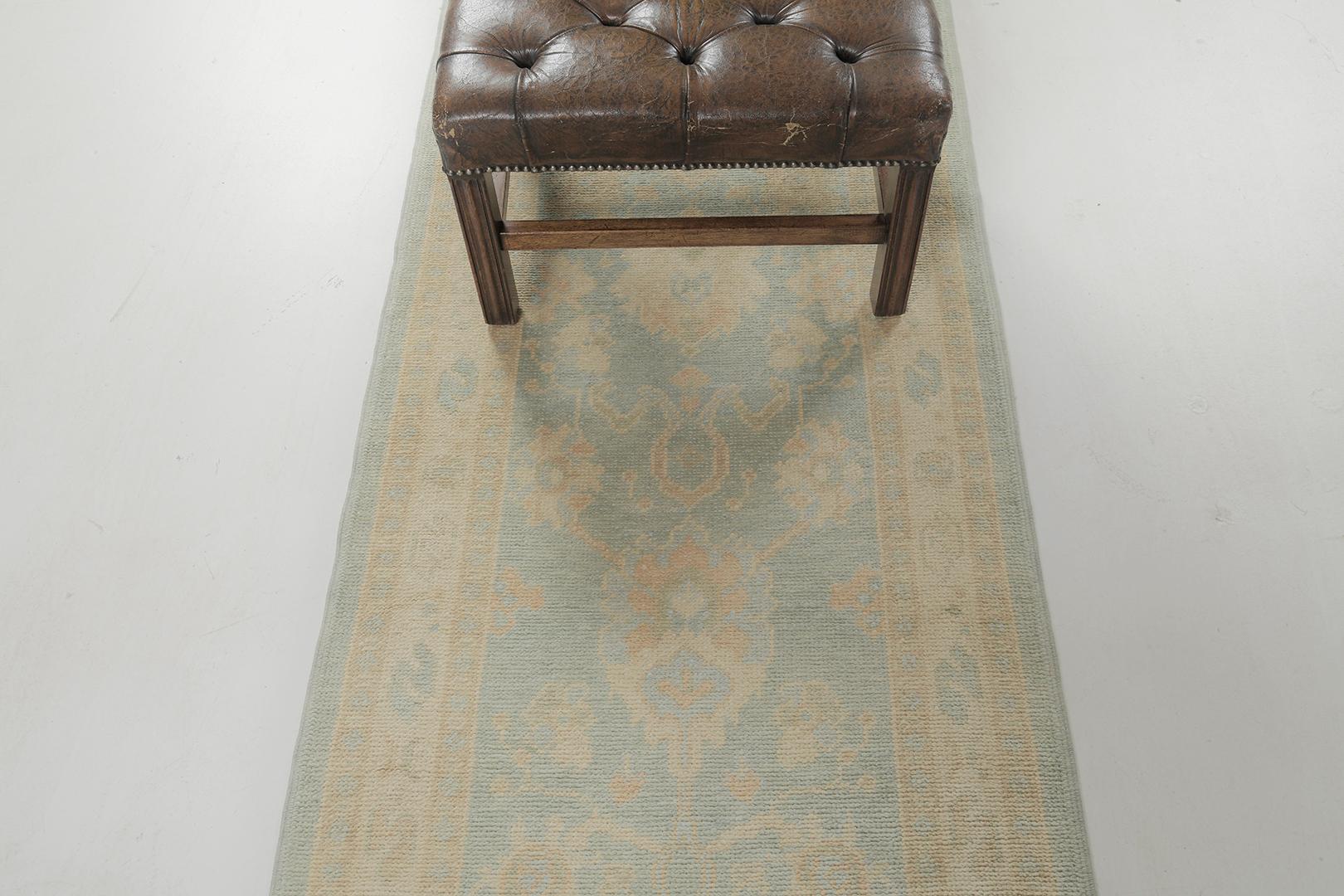 Afghan Mehraban Turkish Oushak Revival Runner For Sale