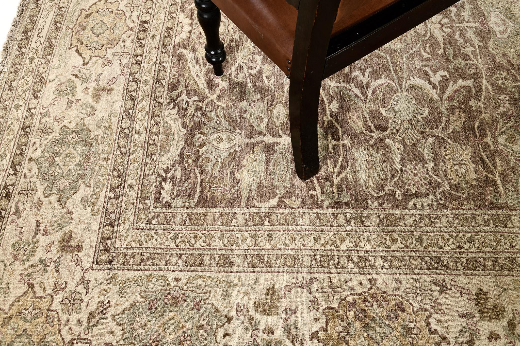 Hand-Knotted Mehraban Turkish Sultanabad Revival Rug For Sale