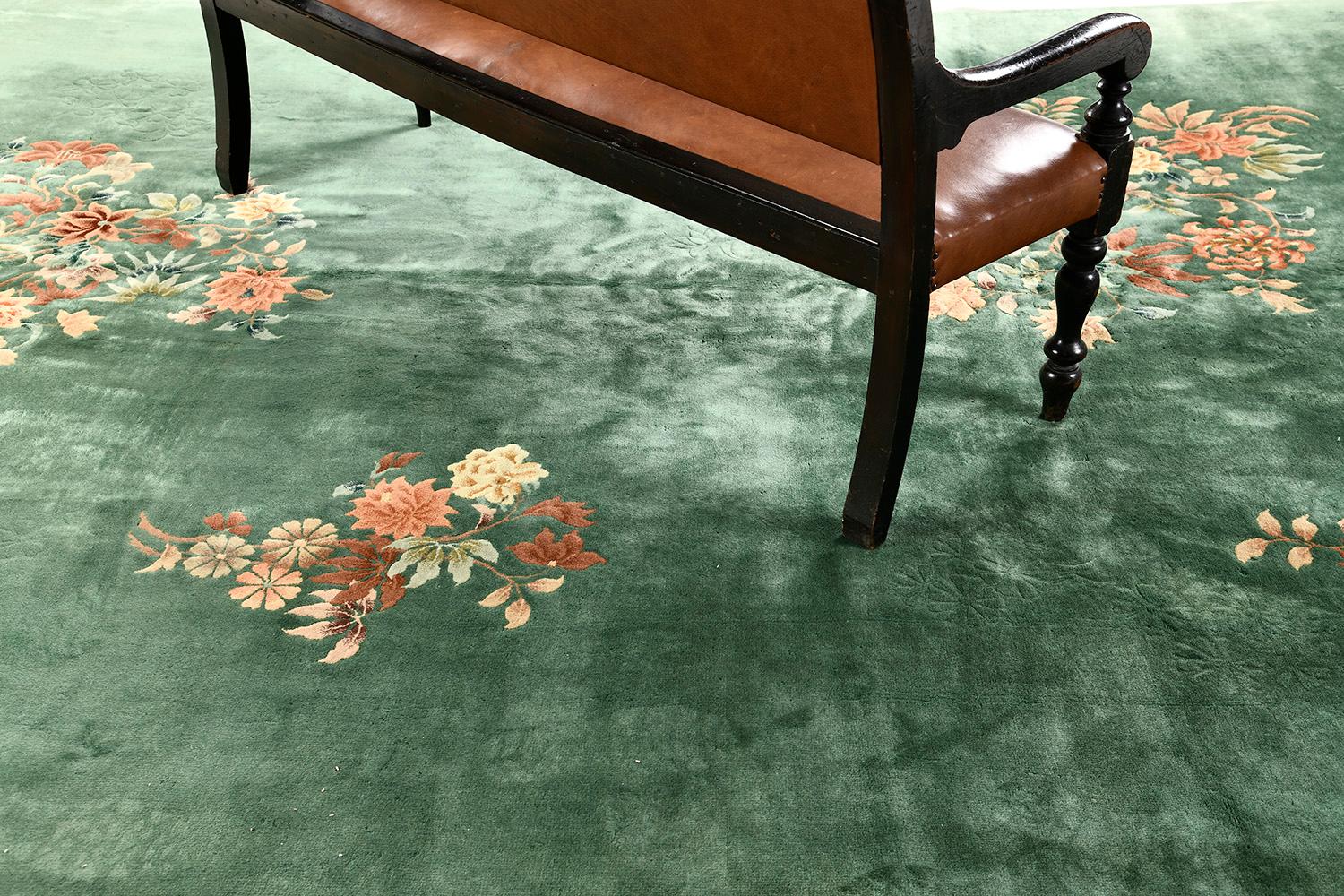 Wool Mehraban Vintage Art Deco Chinese Rug