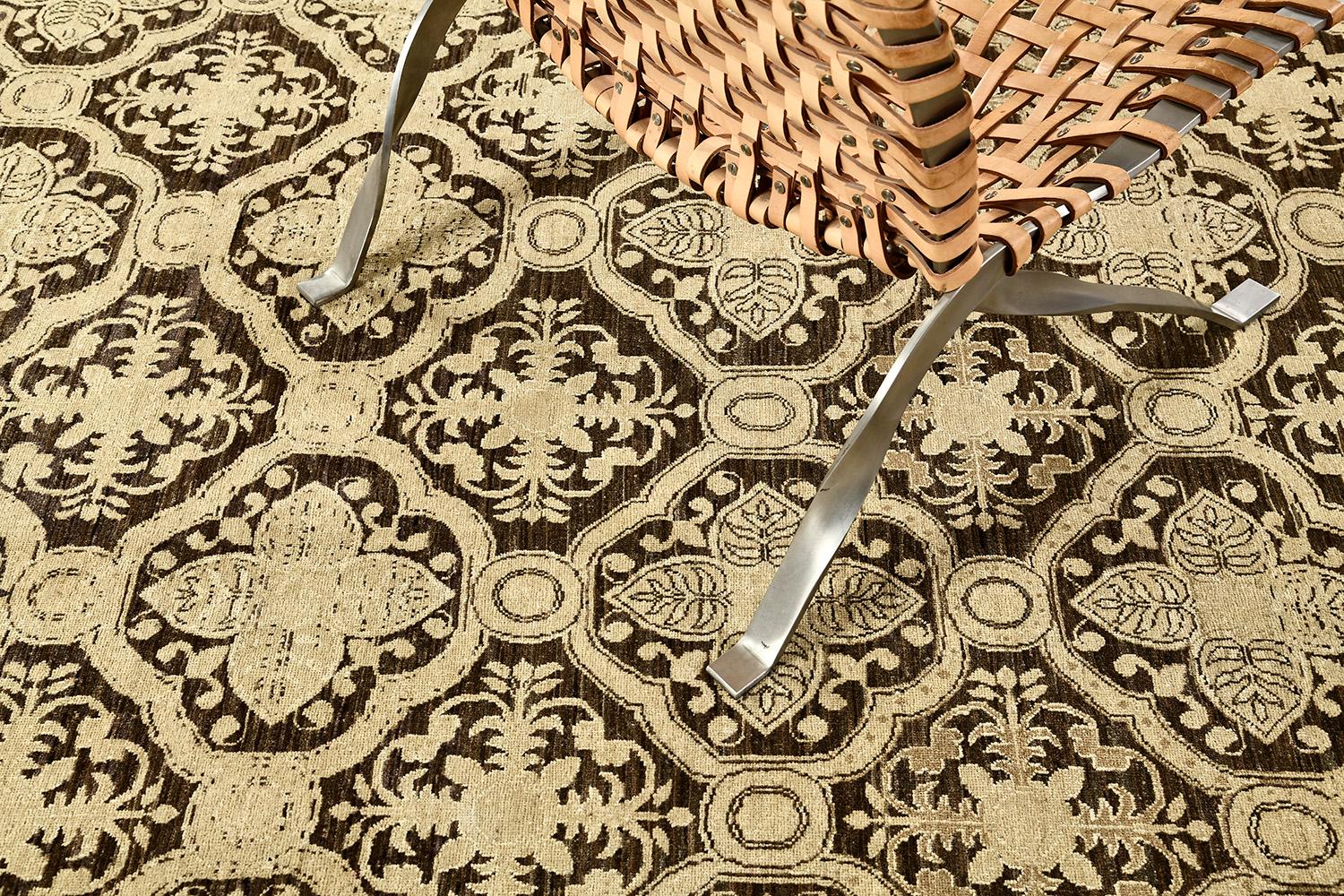 Acknowledged for the fascinating floral design of this Vintage Style Arts and Crafts Design revival creation, this rug that was gracefully made from high quality hand spun wool, features all-over botanical pattern surrounded by fascinating floral