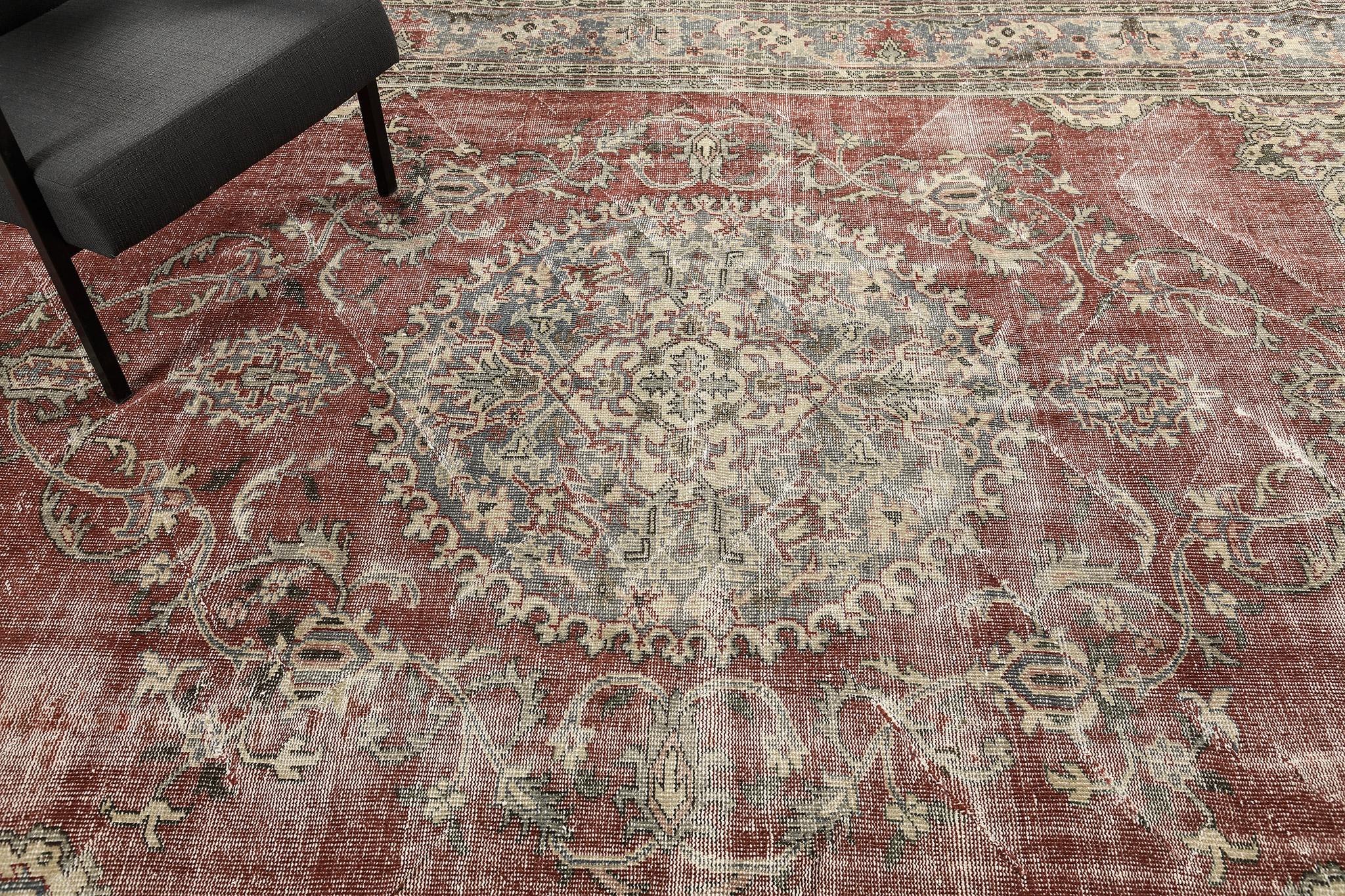 Mehraban Vintage Distressed Rug For Sale 6