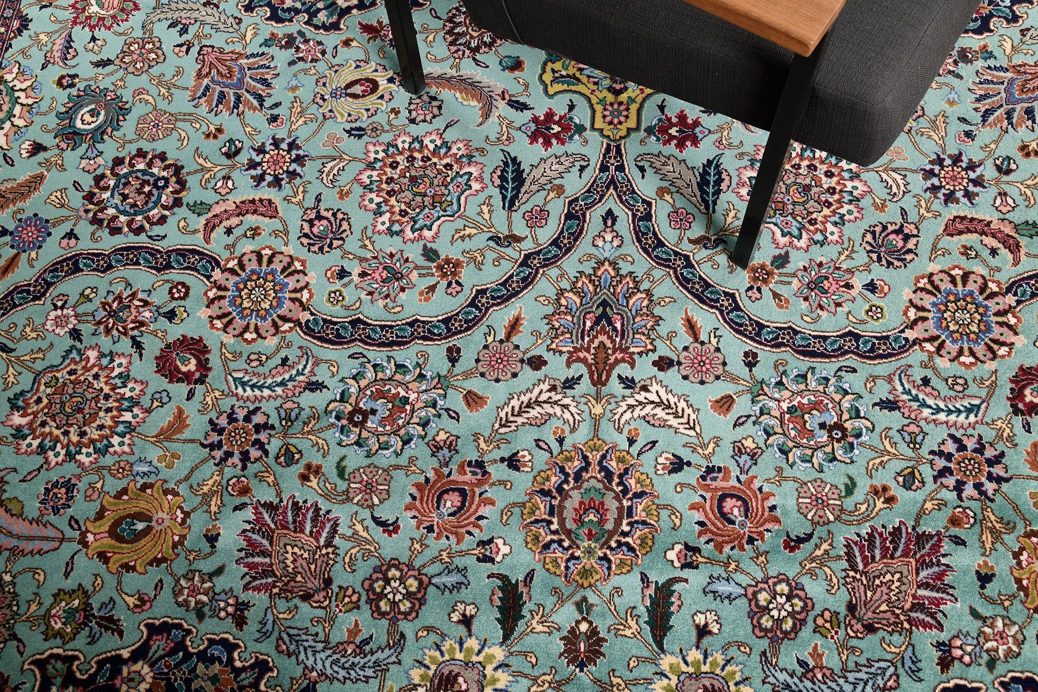 Mehraban - Tapis persan vintage en laine et soie de Tabriz 18594 en vente 3