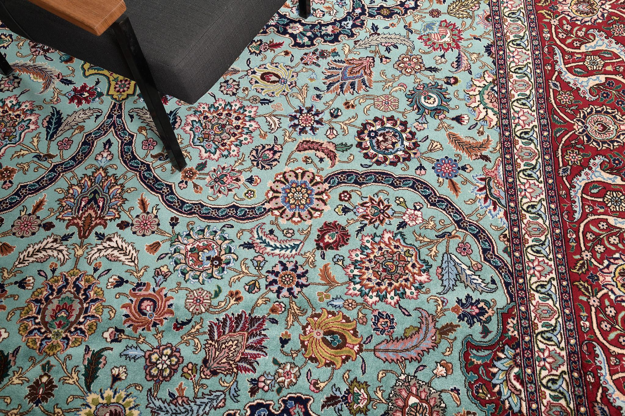 Mehraban - Tapis persan vintage en laine et soie de Tabriz 18594 en vente 4