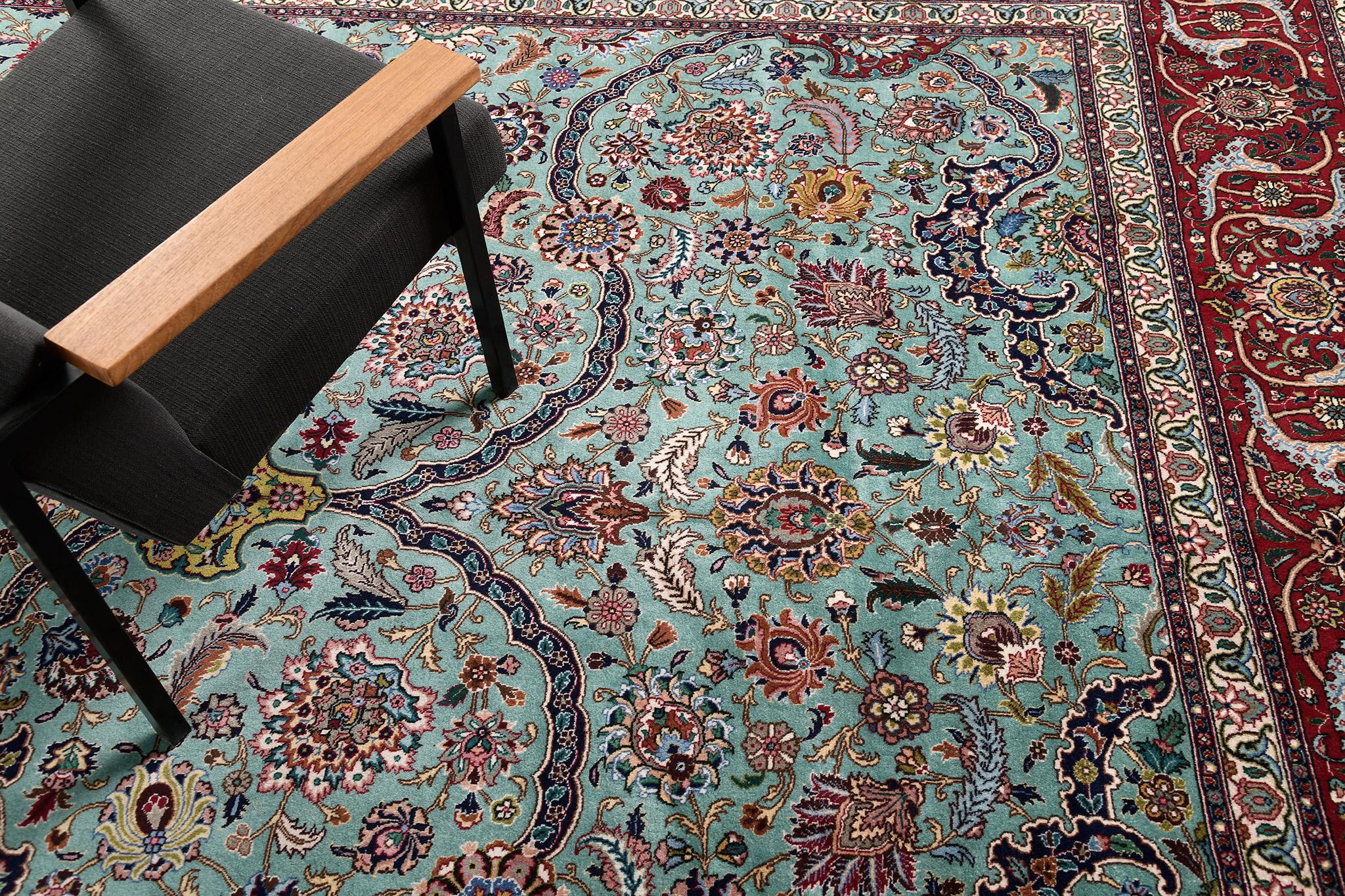 Mehraban - Tapis persan vintage en laine et soie de Tabriz 18594 en vente 5