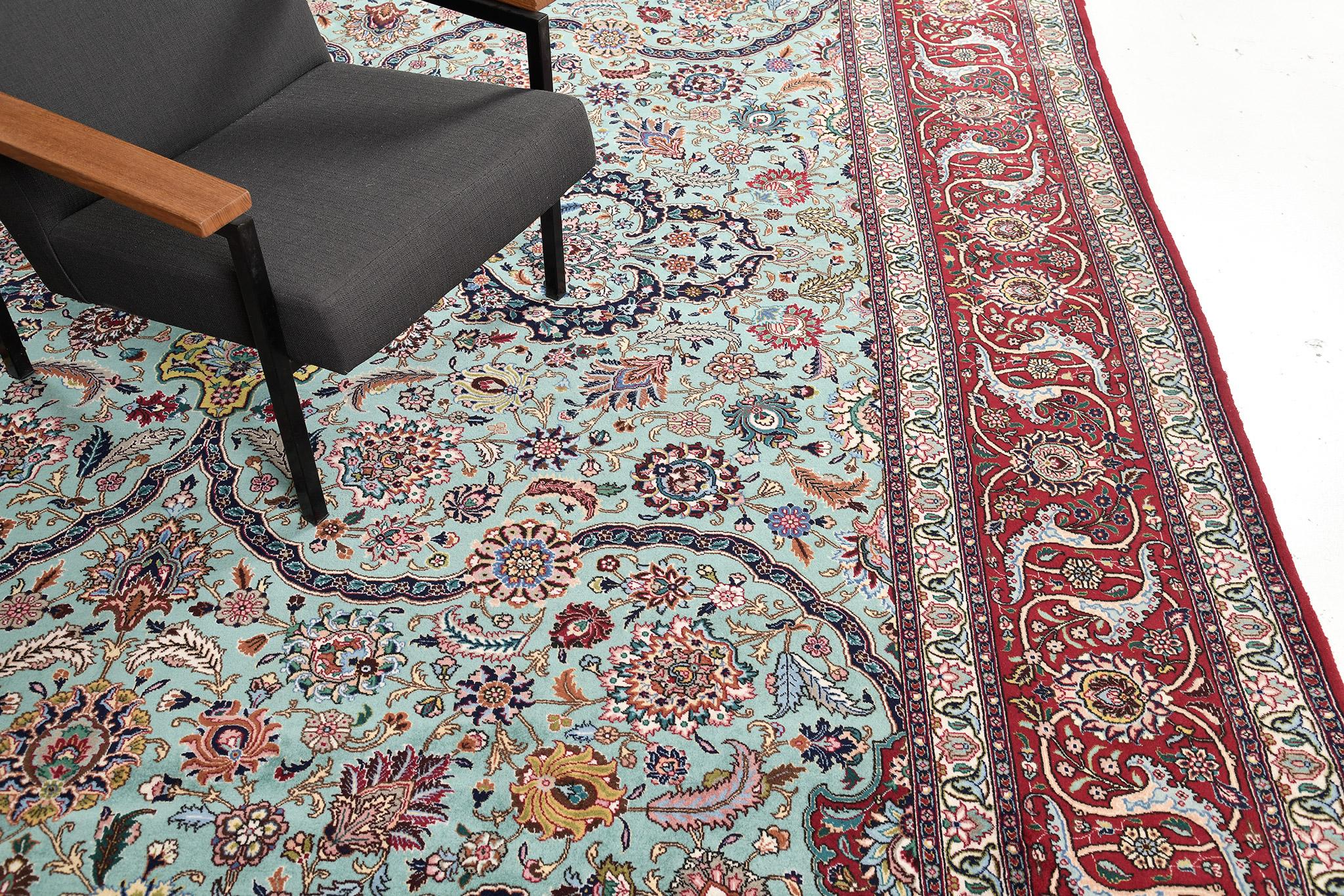 Mehraban - Tapis persan vintage en laine et soie de Tabriz 18594 en vente 7