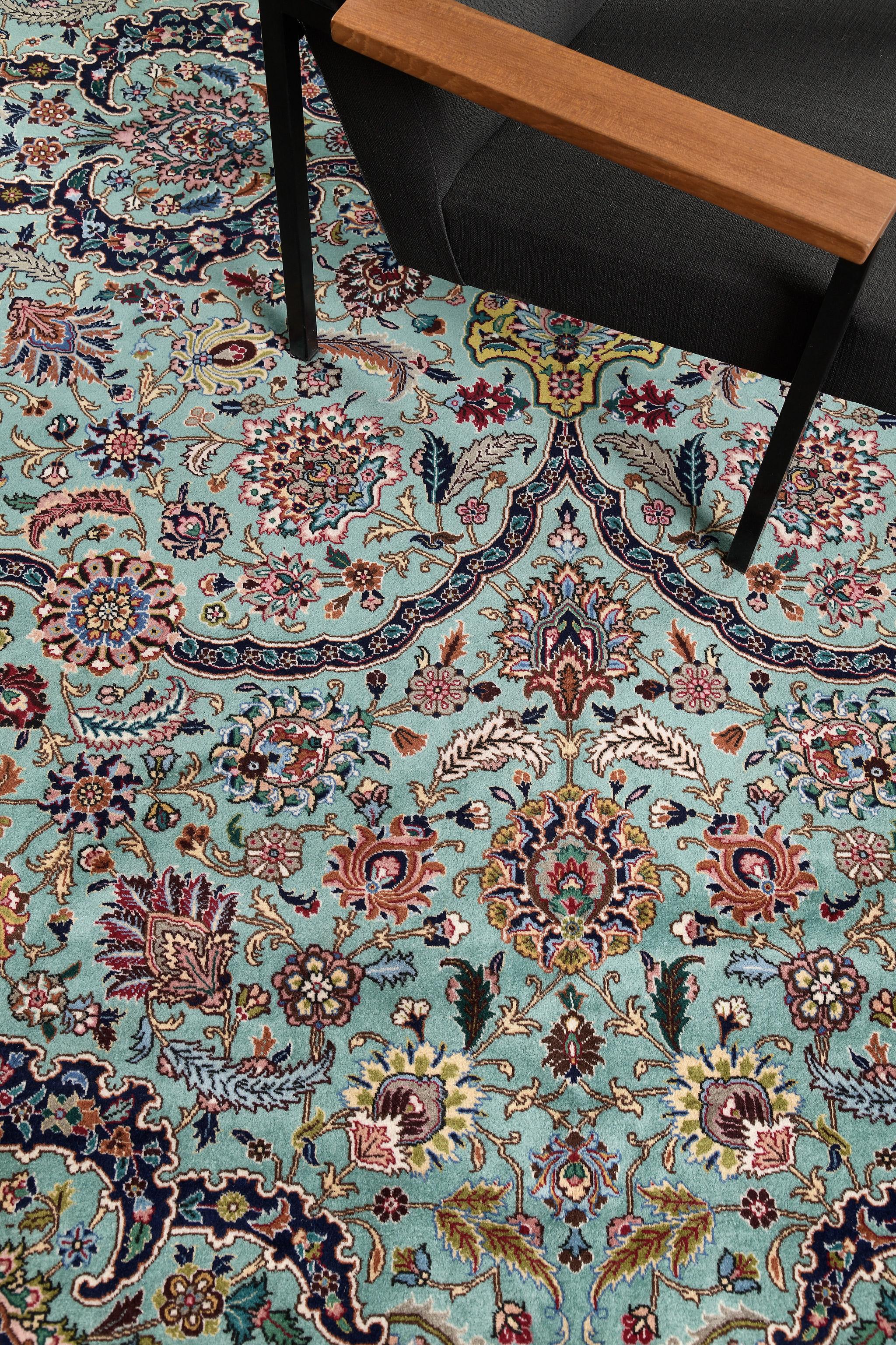 Mehraban - Tapis persan vintage en laine et soie de Tabriz 18594 en vente 8