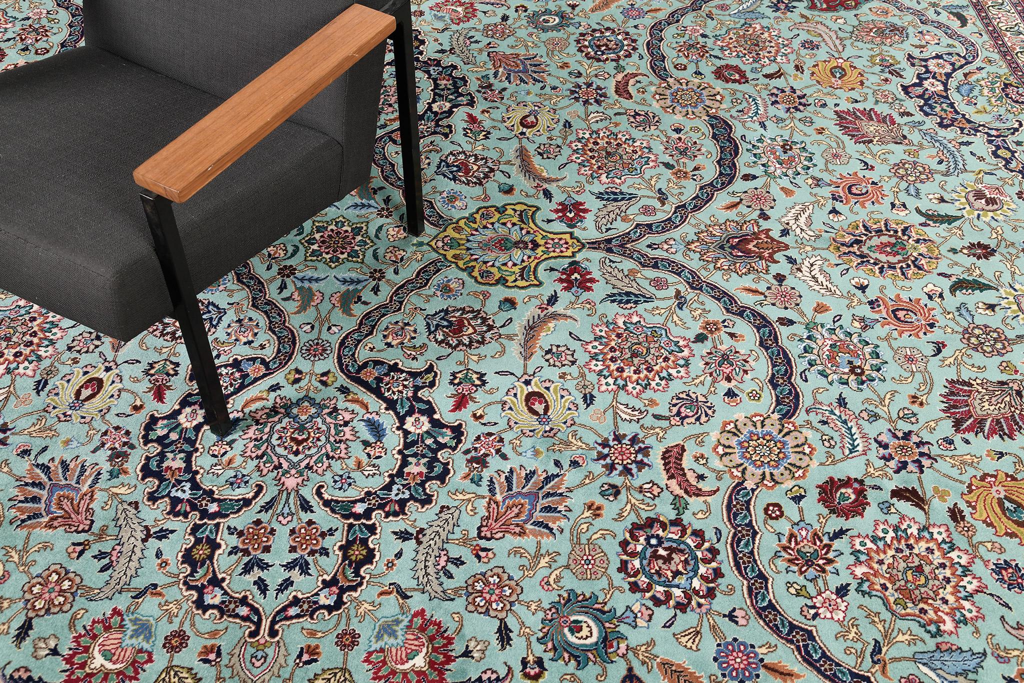 Perse Mehraban - Tapis persan vintage en laine et soie de Tabriz 18594 en vente