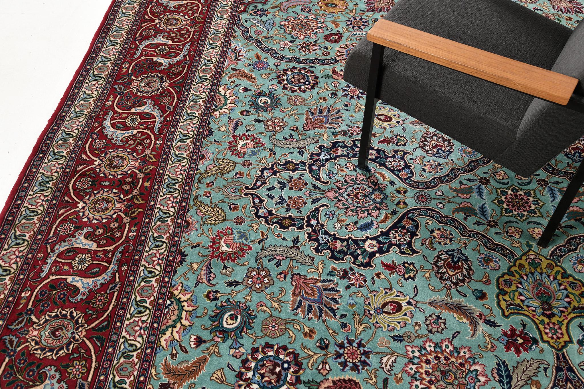 Fin du 20e siècle Mehraban - Tapis persan vintage en laine et soie de Tabriz 18594 en vente