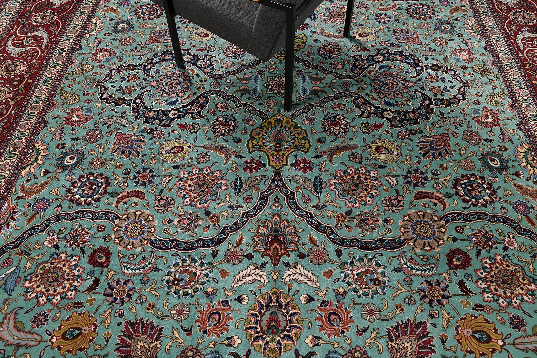 Laine Mehraban - Tapis persan vintage en laine et soie de Tabriz 18594 en vente