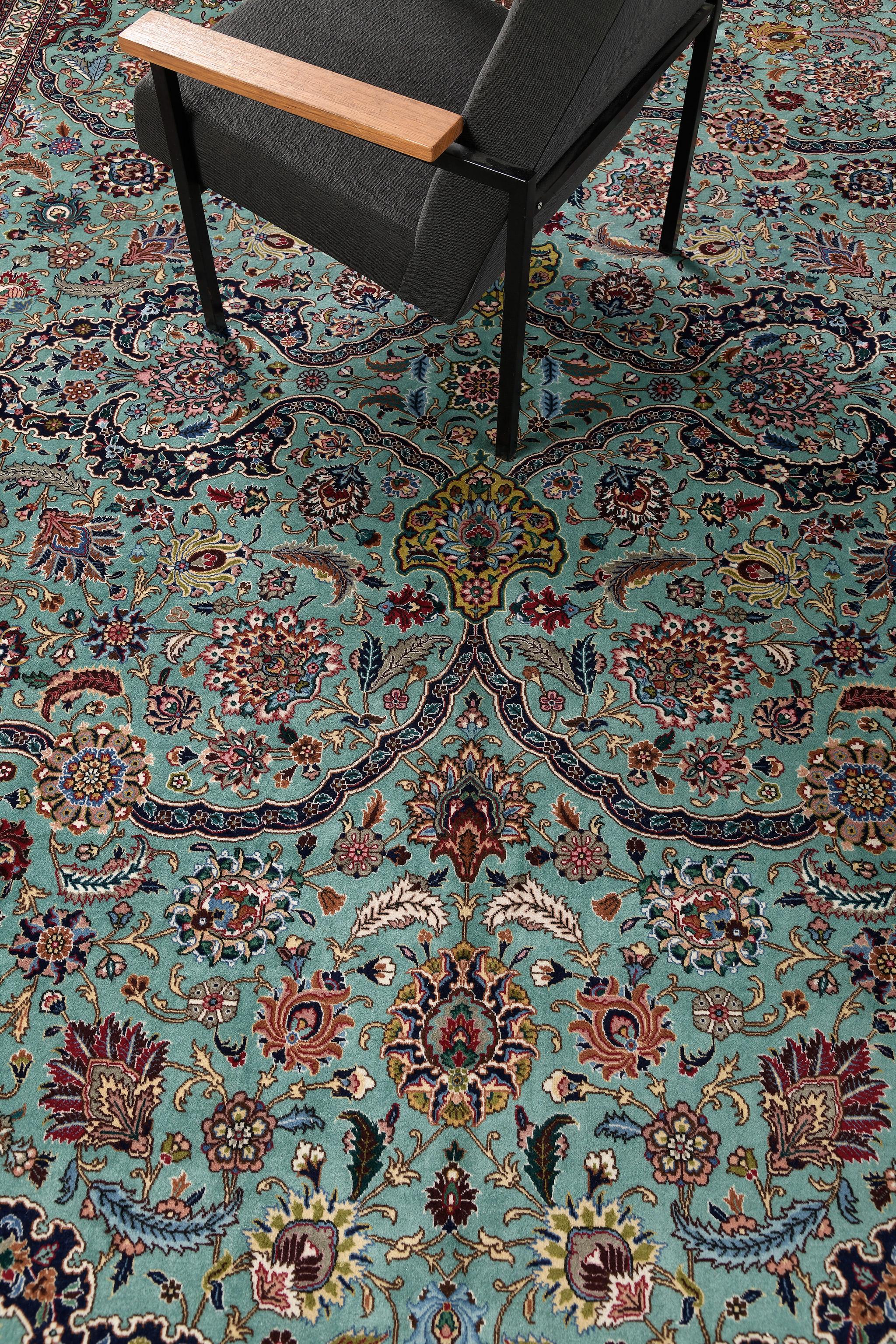 Mehraban - Tapis persan vintage en laine et soie de Tabriz 18594 en vente 1