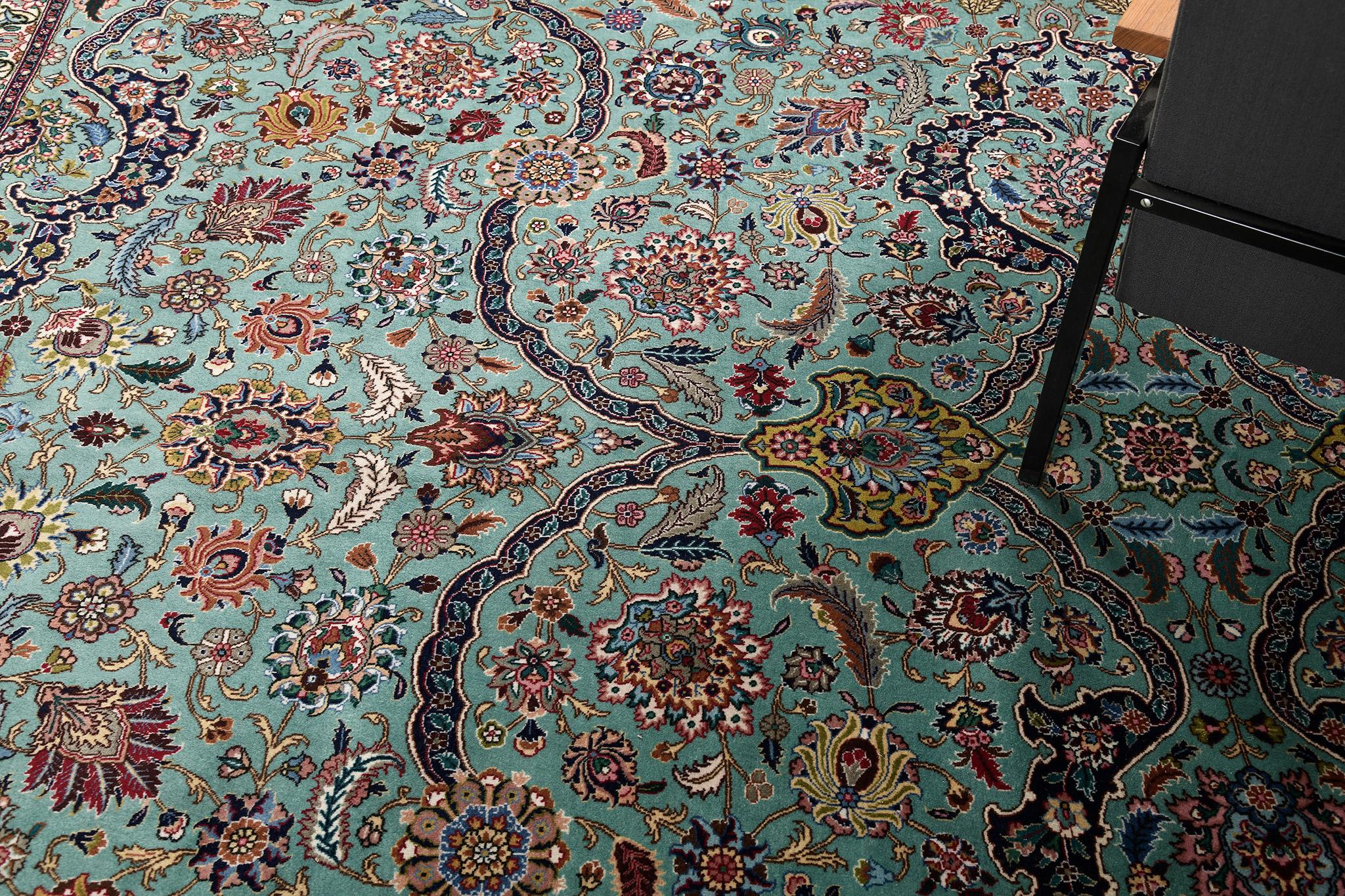 Mehraban - Tapis persan vintage en laine et soie de Tabriz 18594 en vente 2