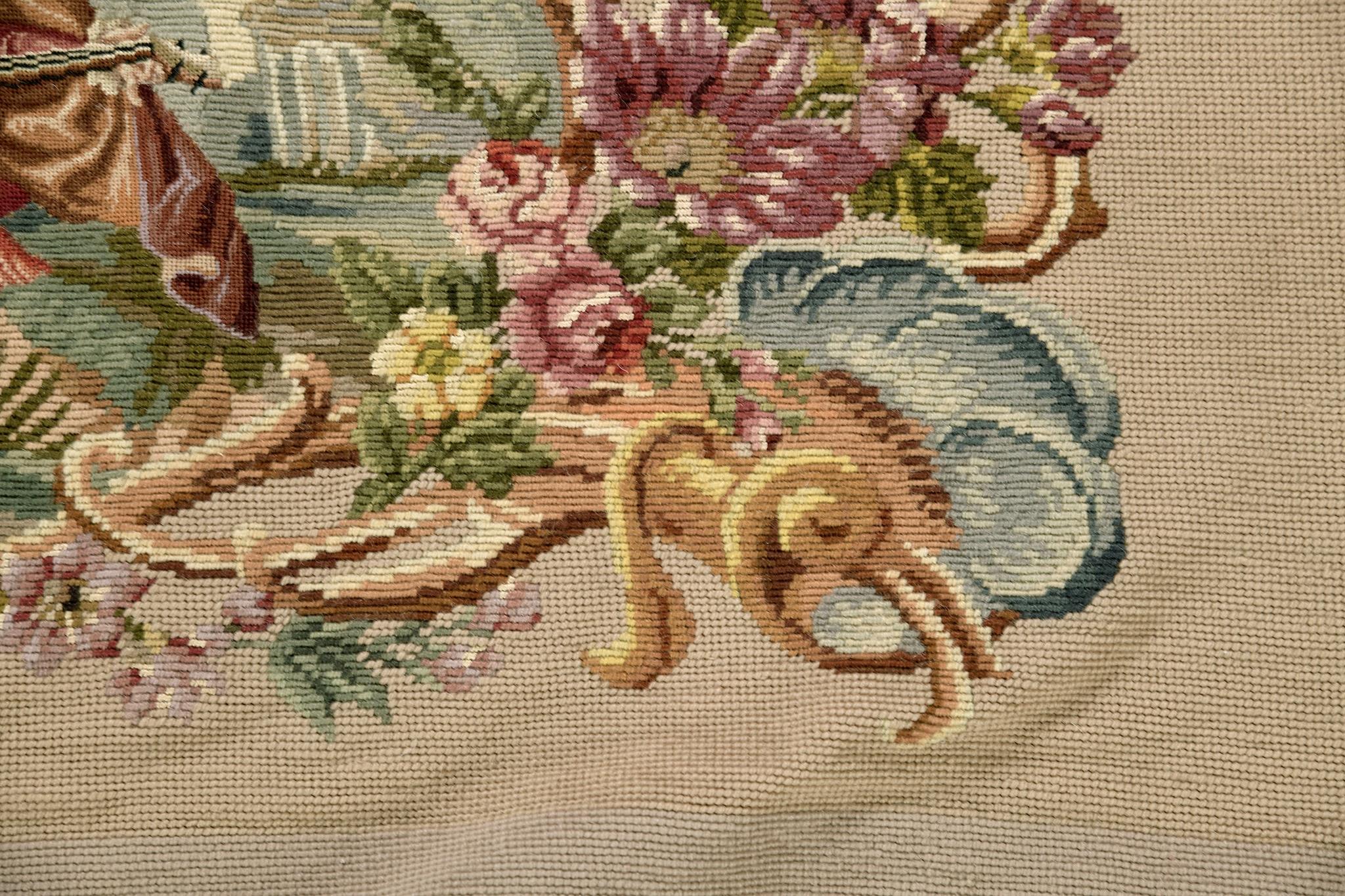 Mid-19th Century Mehraban Vintage French Needle Point For Sale