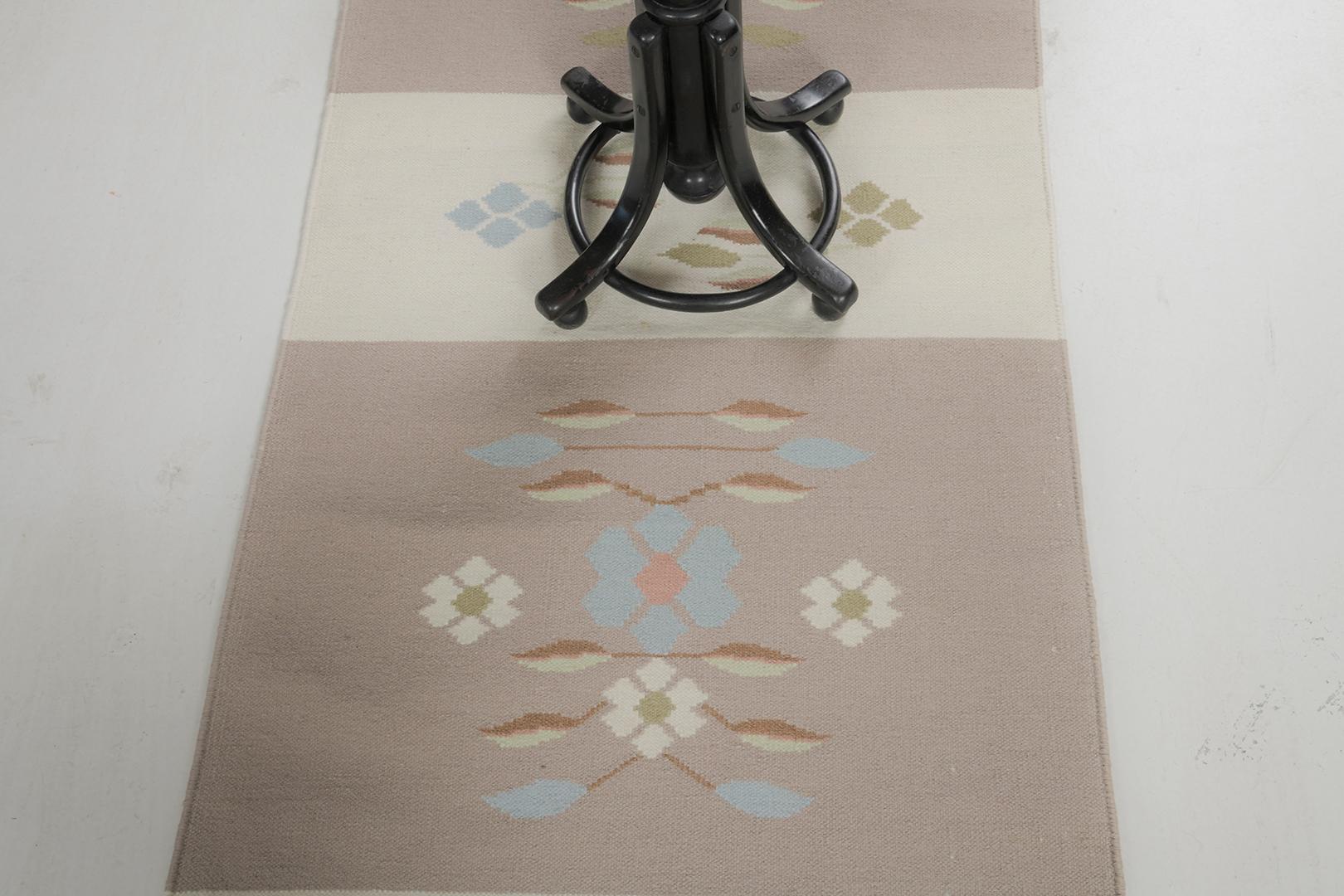 Noué à la main Tapis Dhurrie indien Mehraban vintage en vente