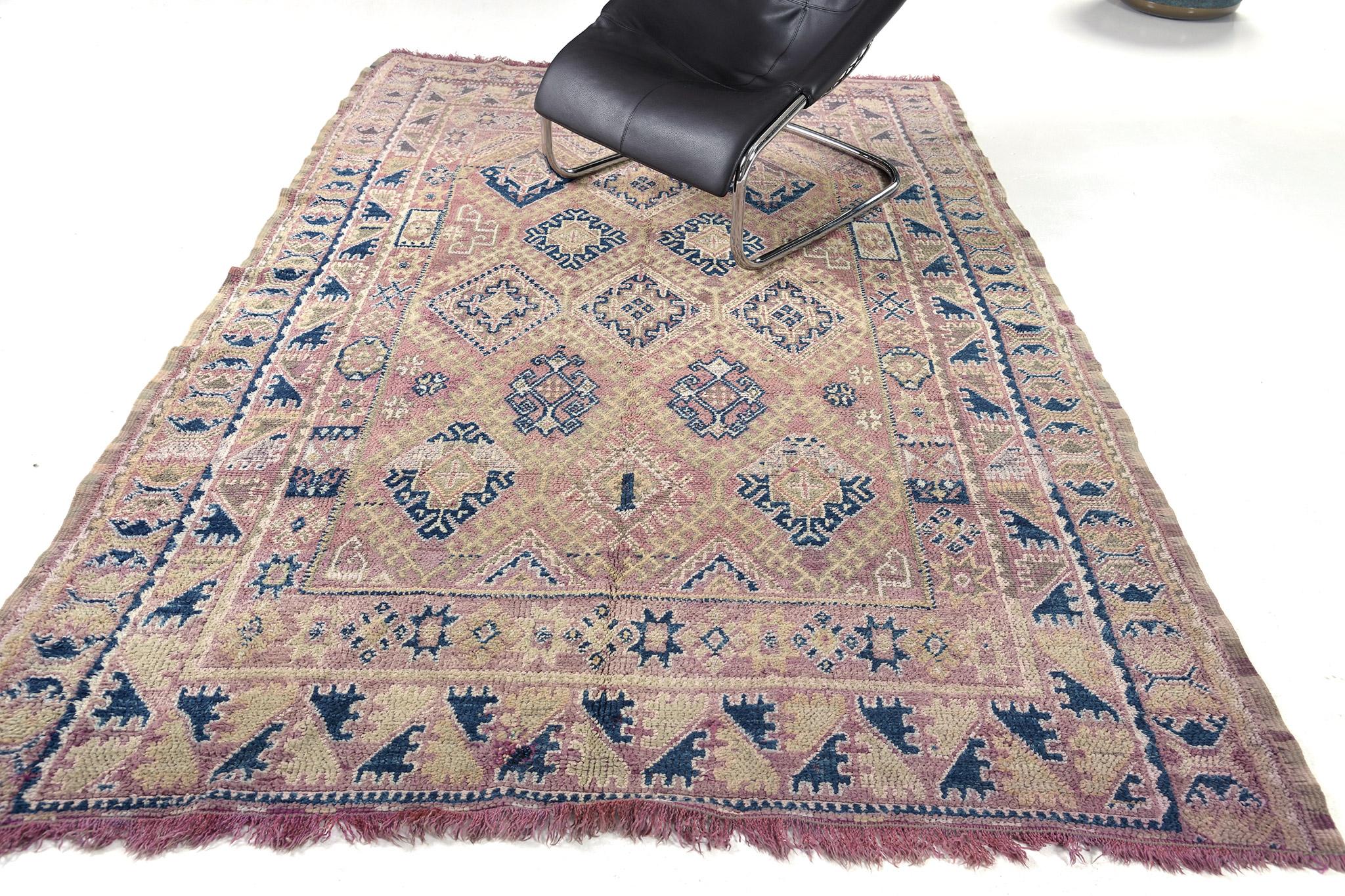 Mehraban Vintage Moroccan Beni M'Guild Tribe Rug For Sale 1