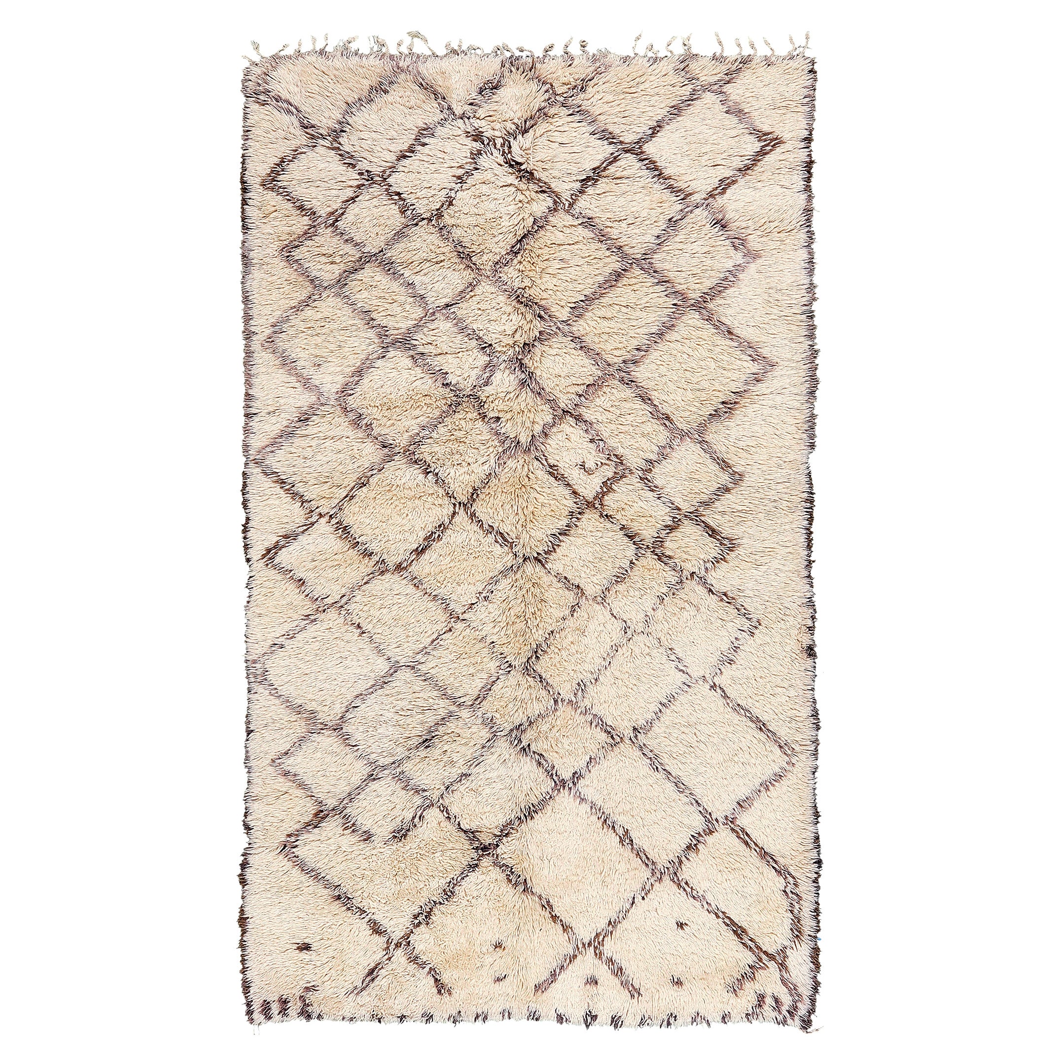 Mehraban Vintage Marokkanischer Beni Ourain Stammes-Teppich