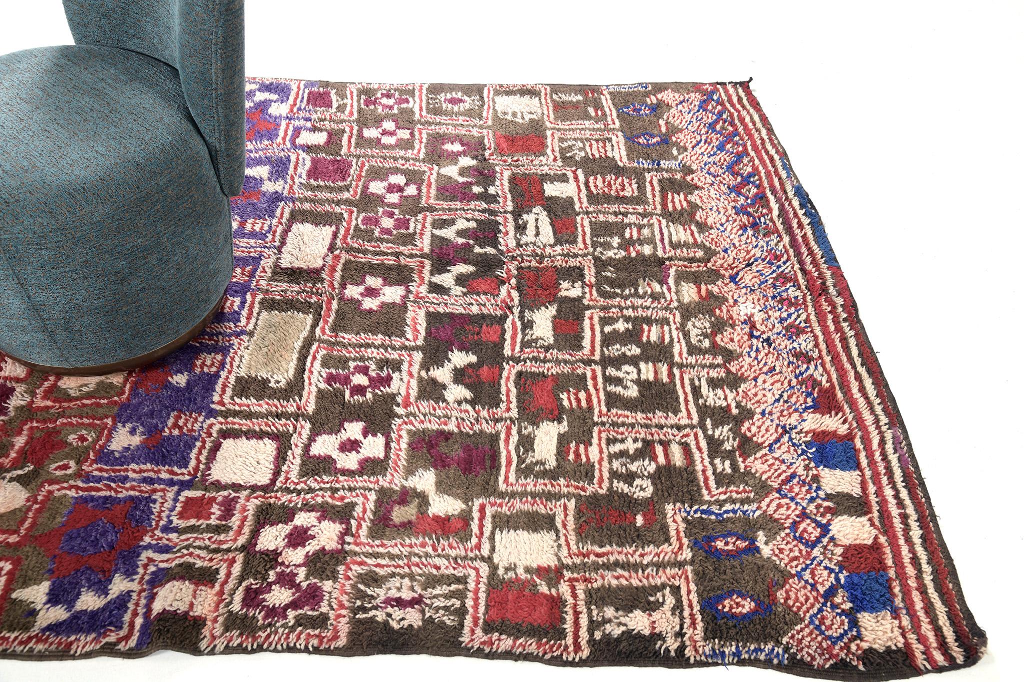 Mid-20th Century Mehraban Vintage Moroccan Ourain Tribe Rug For Sale