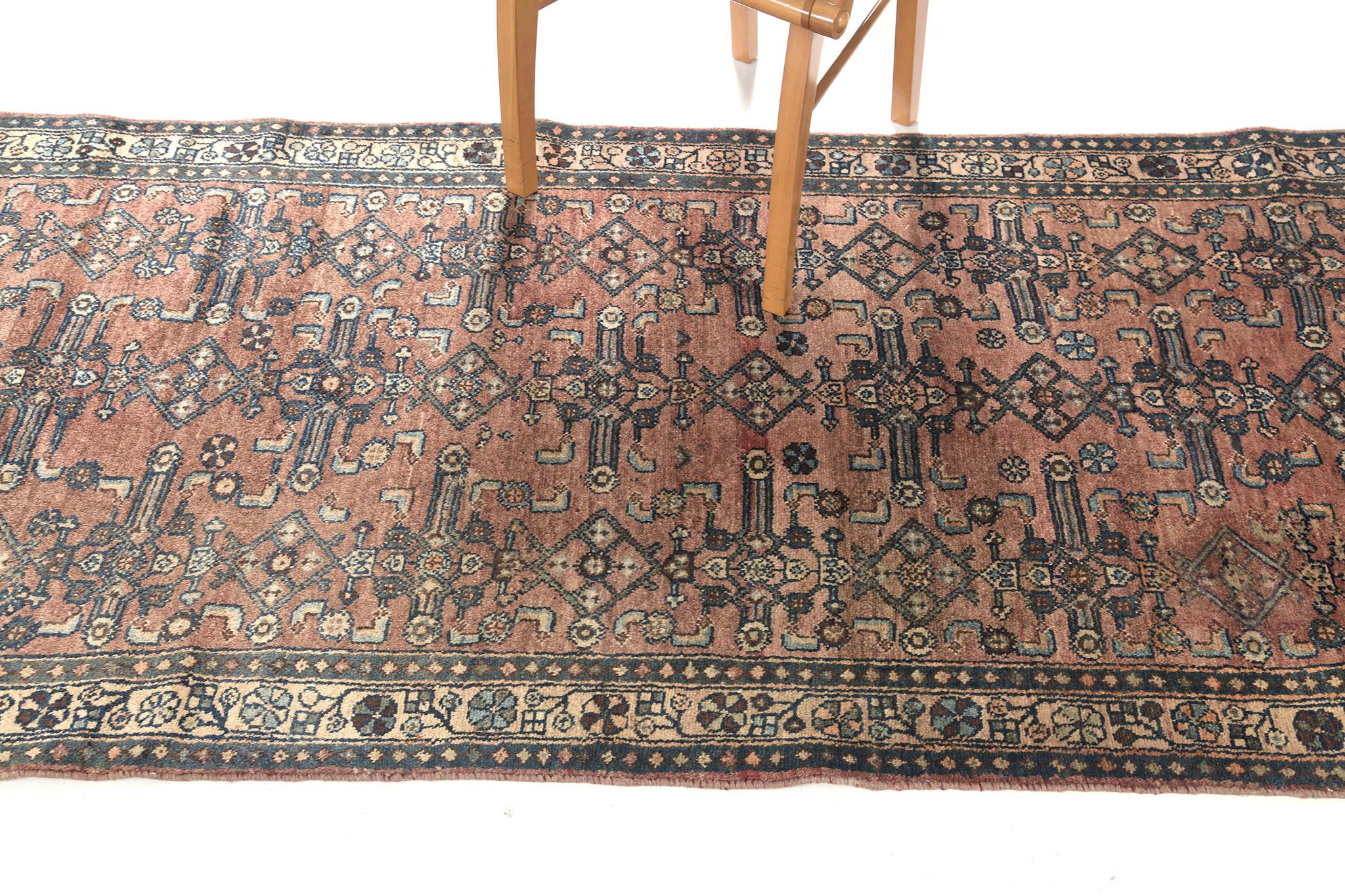 Vintage Persian Hamedan Runner In Good Condition For Sale In WEST HOLLYWOOD, CA