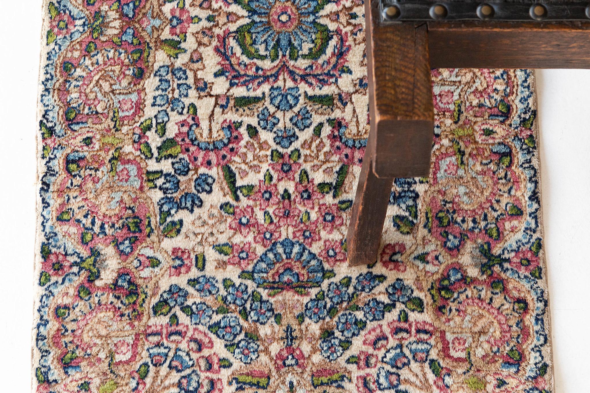 Hand-Knotted Mehraban Vintage Persian Kerman Rug 11437 For Sale