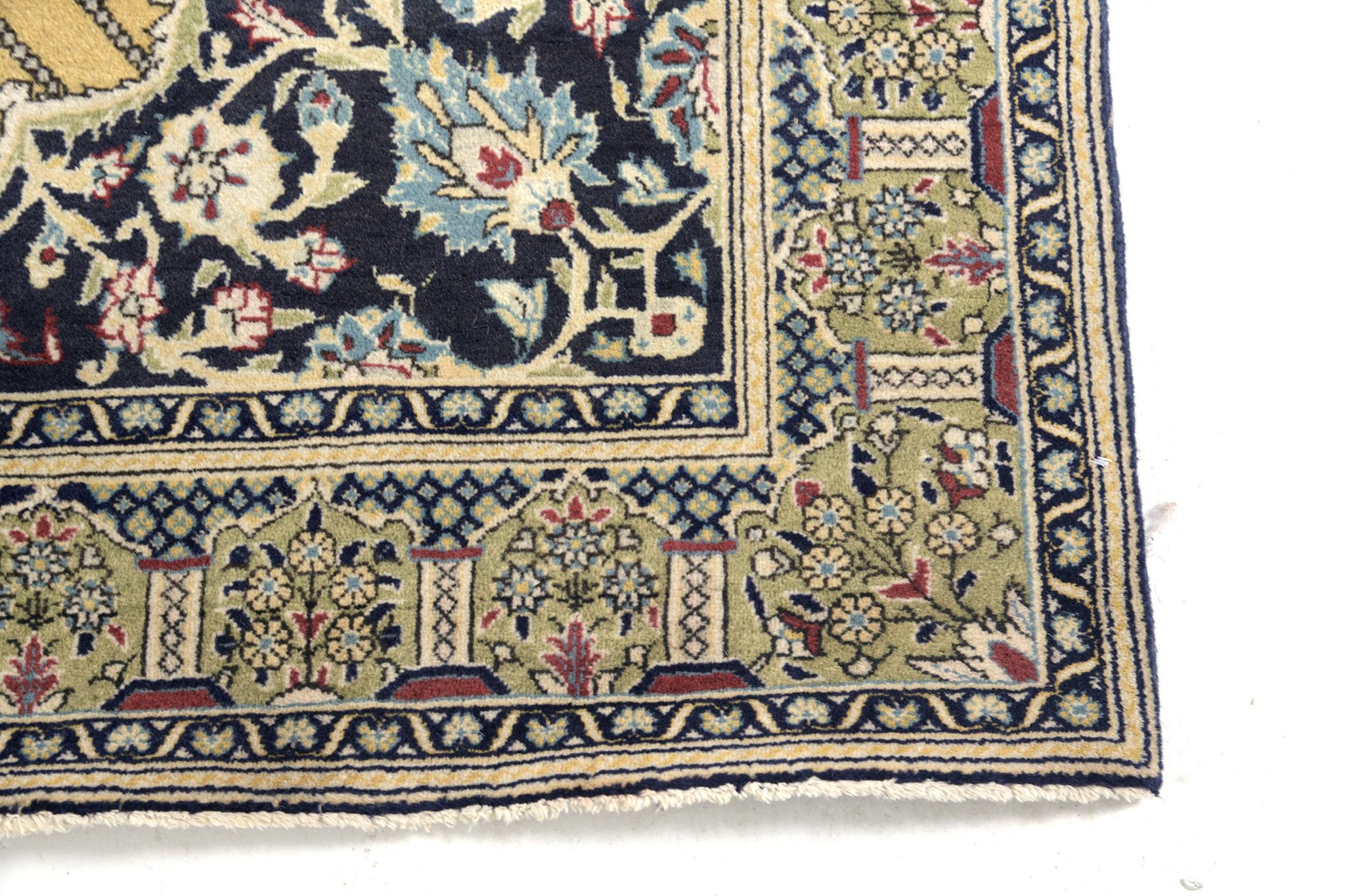 This vivid and trendy masterpiece of the Persian Qum rug from our collection features a majestic all-over design. The impressive paradise art with a bird design makes the rug more stylish. A glorious lush and greenery pattern is perfect for a