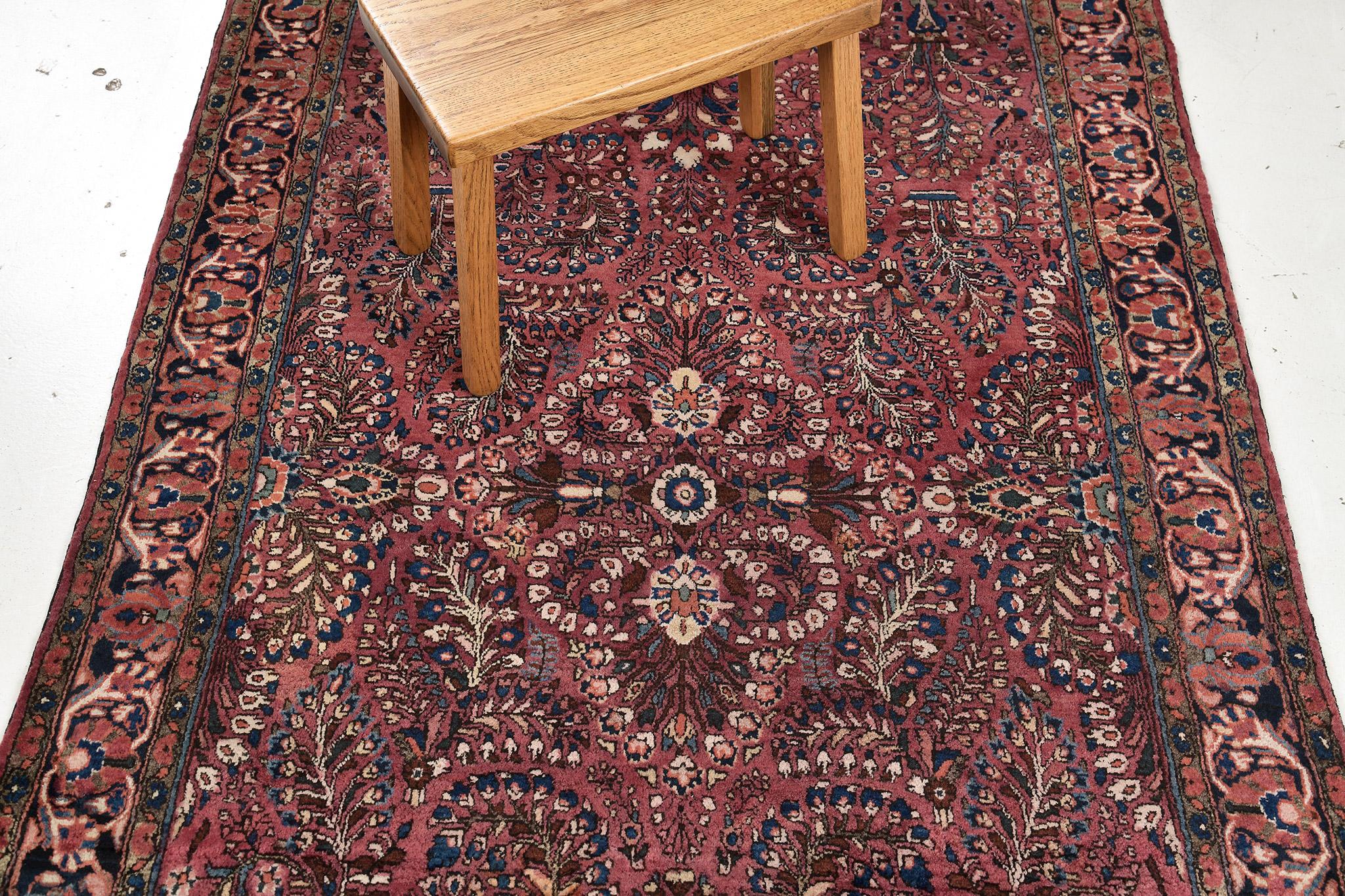 Hand-Knotted Mehraban Vintage Persian Sarouk Rug 15262 For Sale