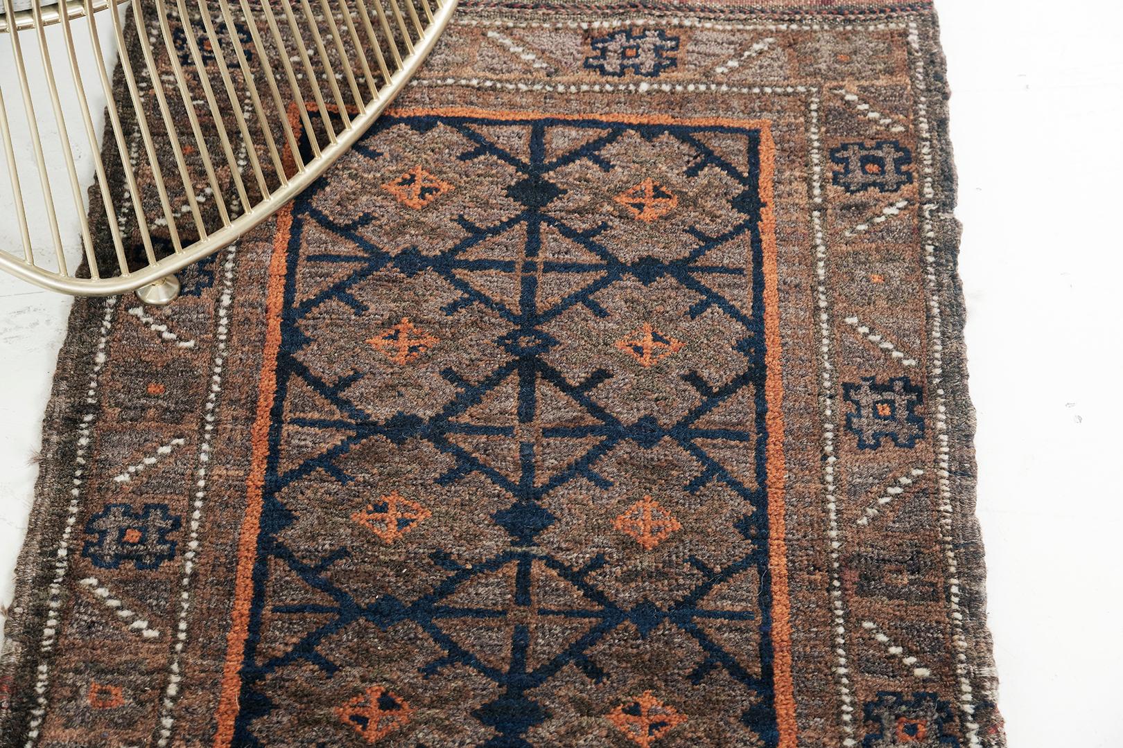 Hand-Knotted Mehraban Vintage Persian Turkoman