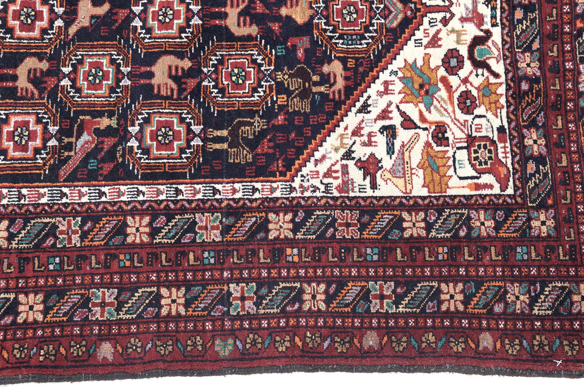 Mehraban Vintage Persian Turkoman Rug In Good Condition For Sale In WEST HOLLYWOOD, CA