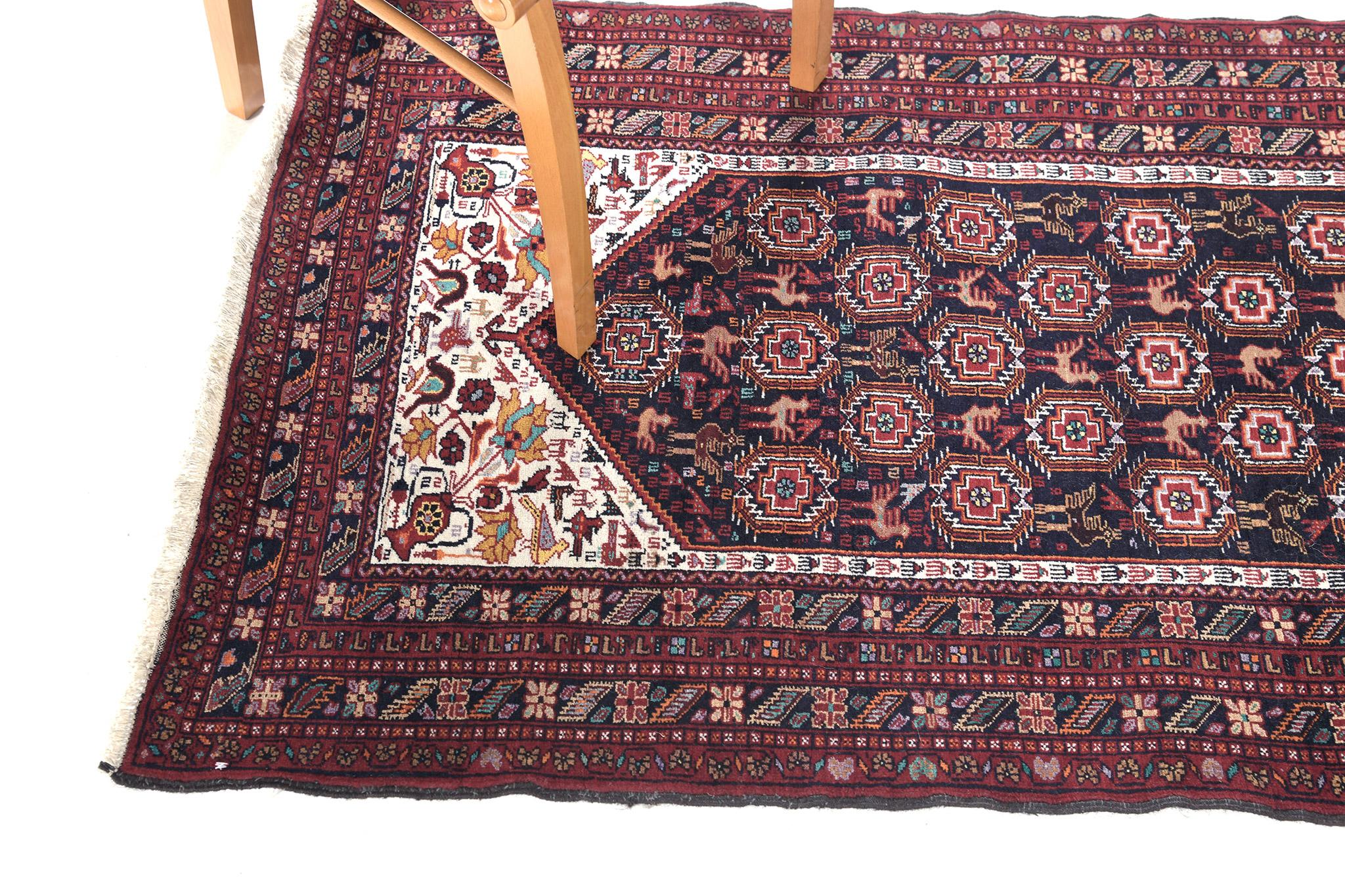 Early 20th Century Mehraban Vintage Persian Turkoman Rug For Sale