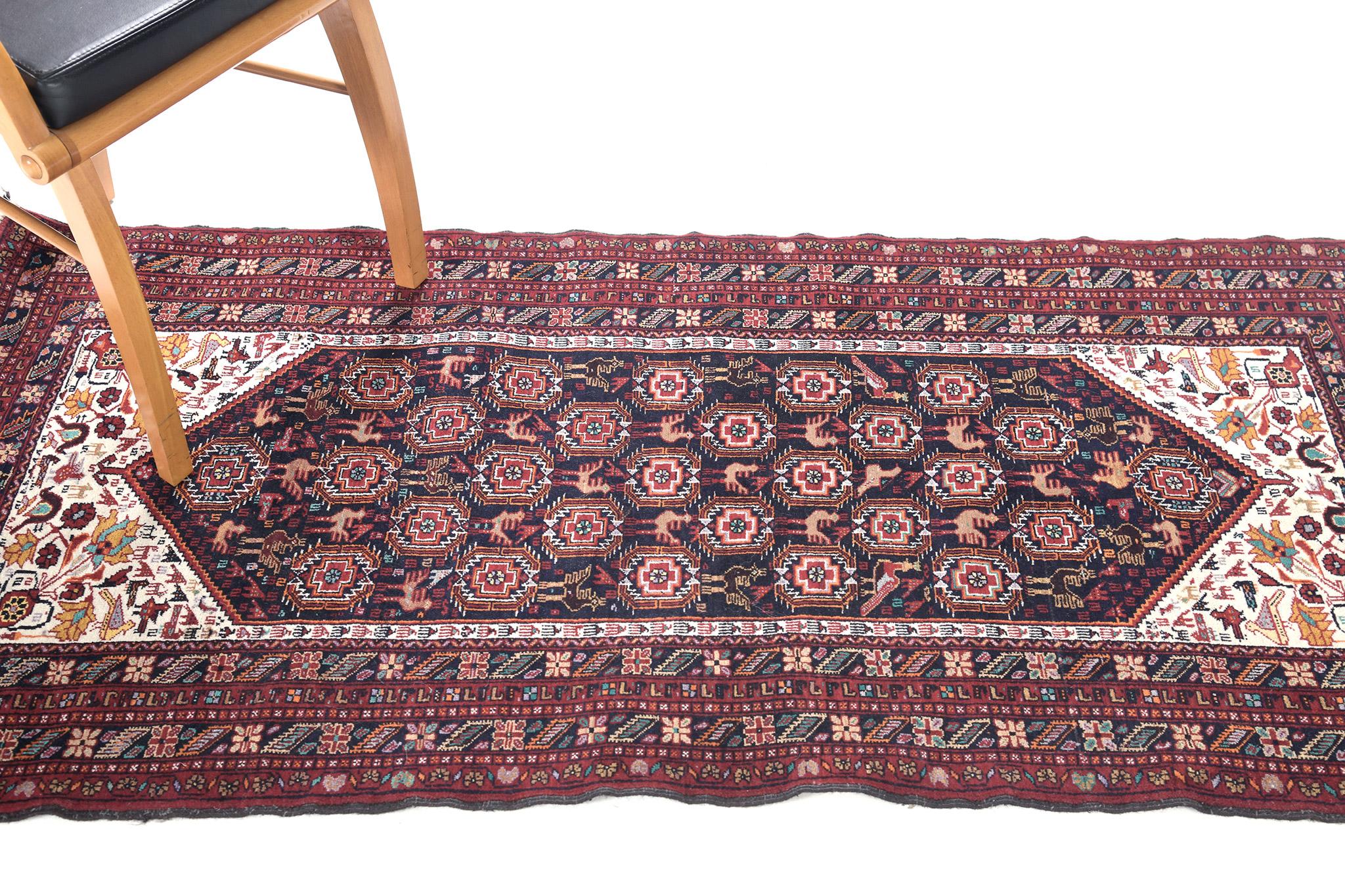 Wool Mehraban Vintage Persian Turkoman Rug For Sale