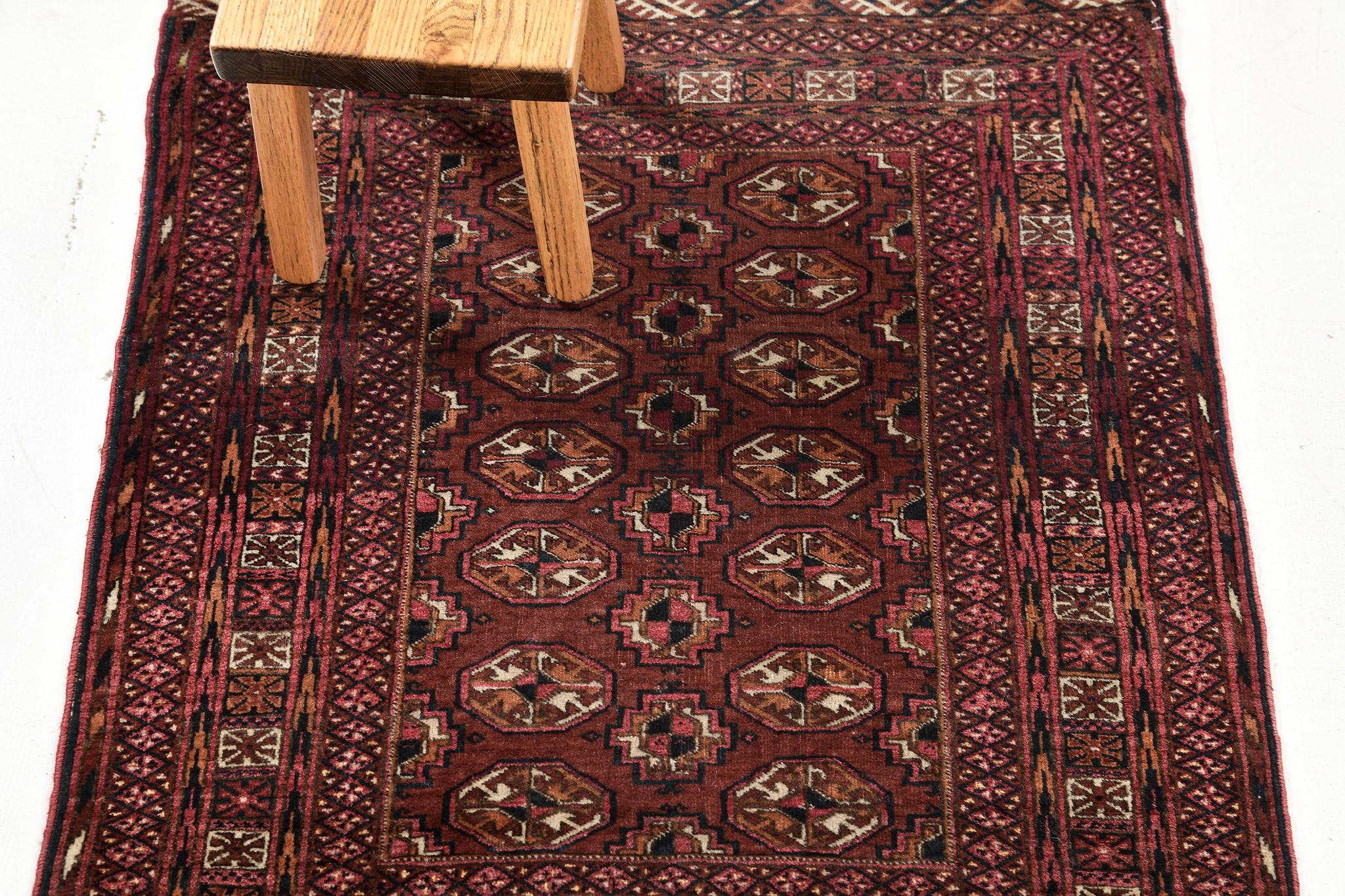Mid-20th Century Mehraban Vintage Persian Turkoman Square Rug 25730 For Sale