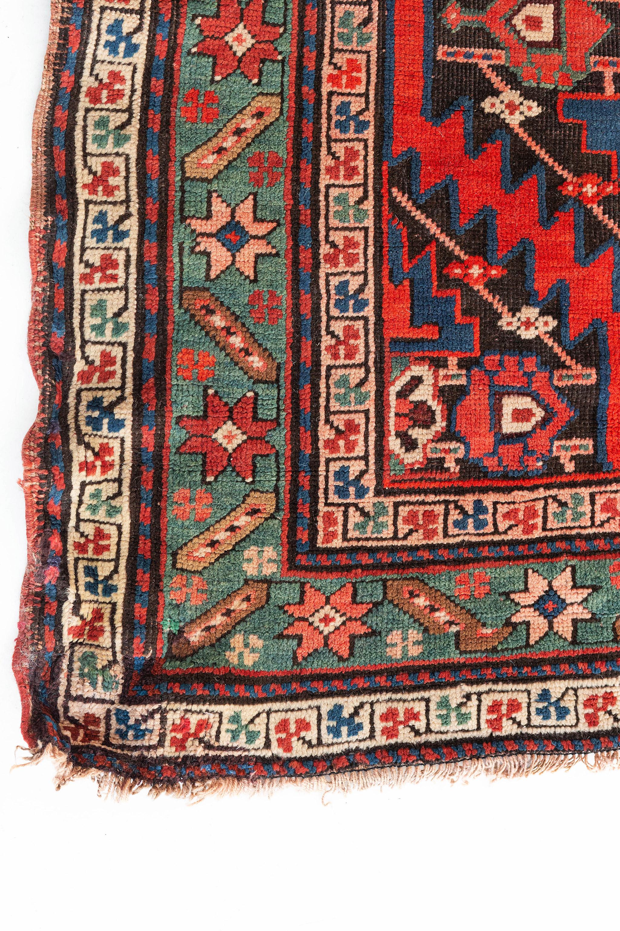 Mehraban Vintage Russian Kazak Runner In Good Condition For Sale In WEST HOLLYWOOD, CA