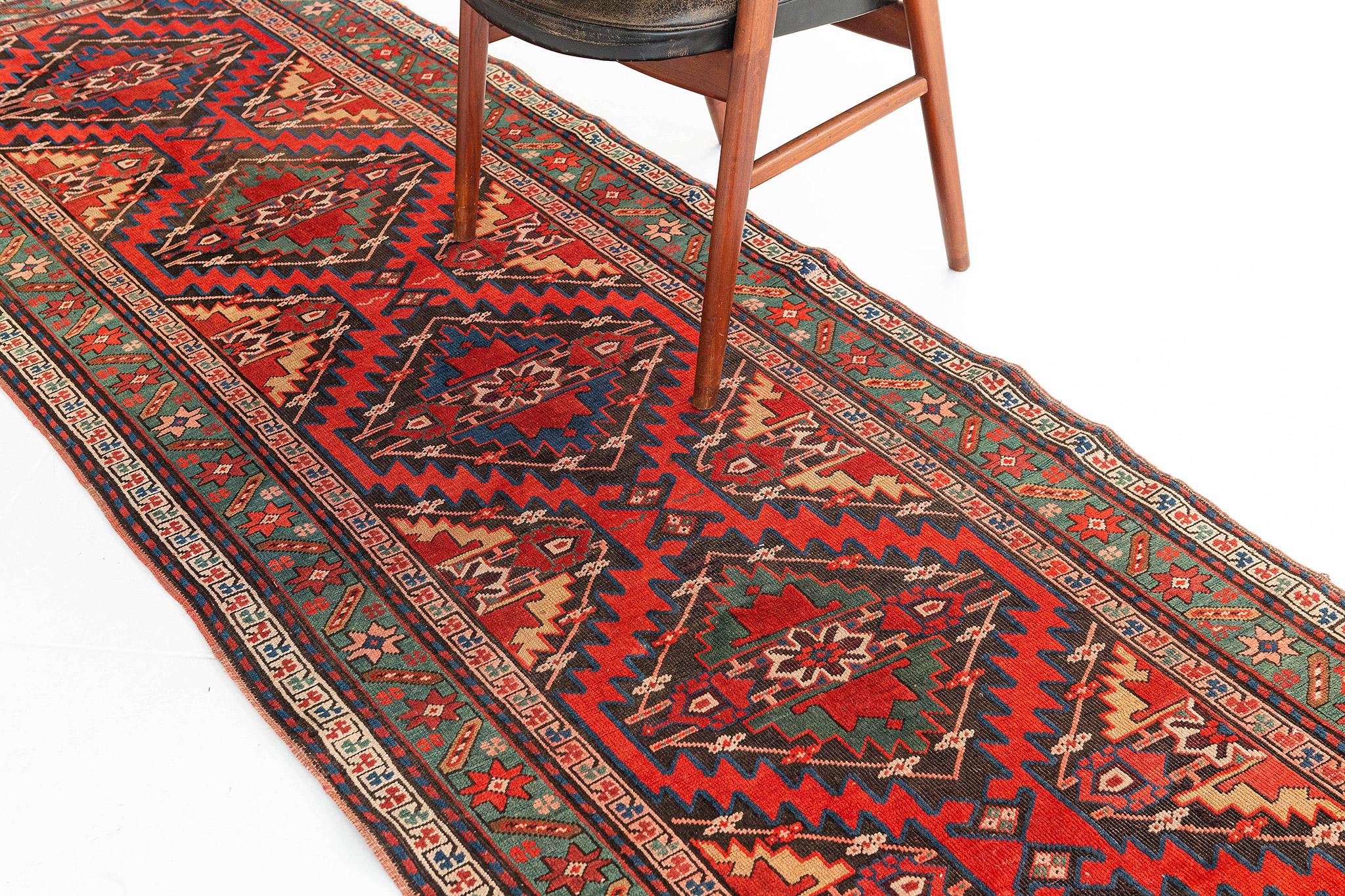 Early 20th Century Mehraban Vintage Russian Kazak Runner For Sale