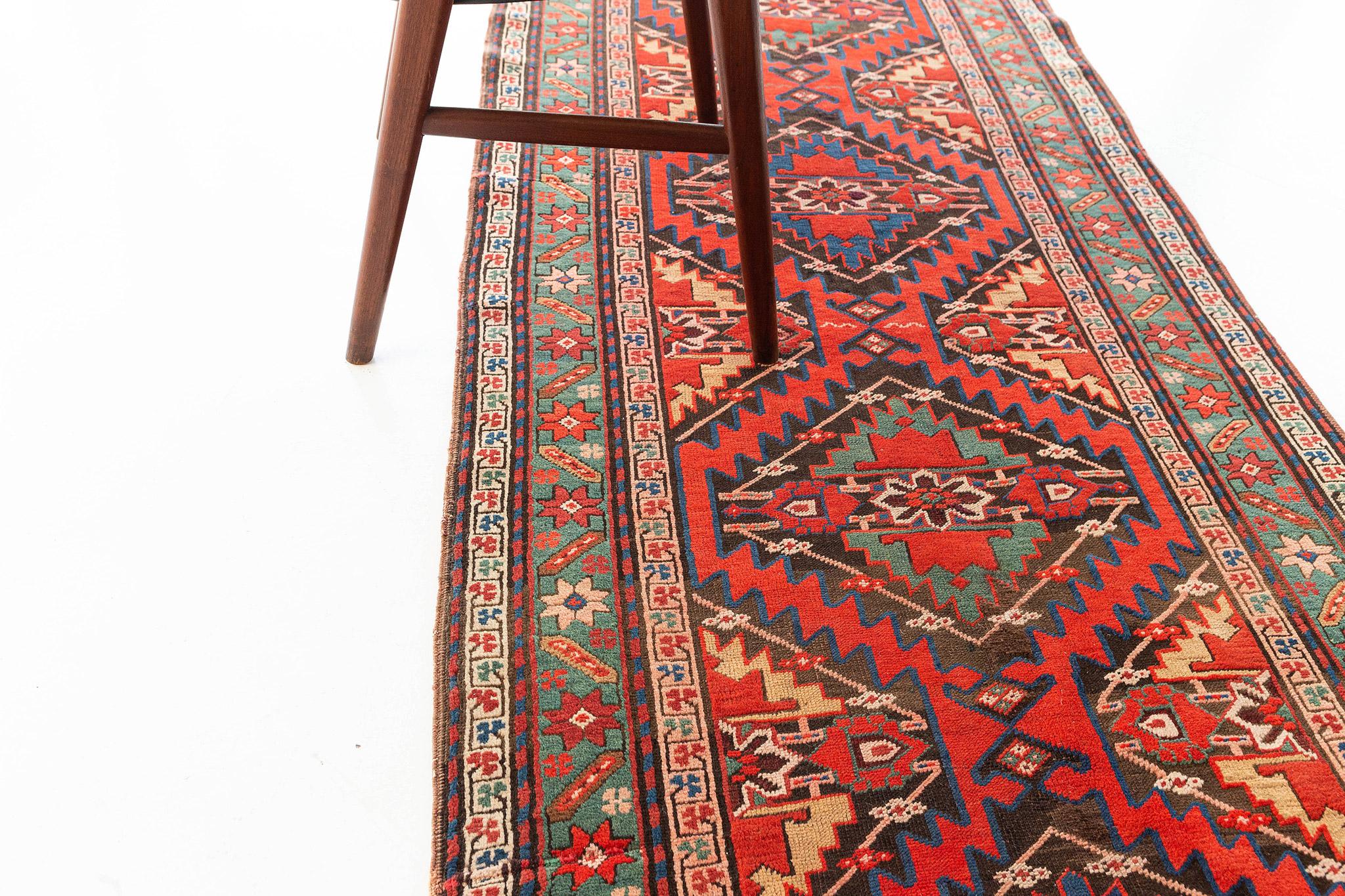 Mehraban Vintage Russian Kazak Runner For Sale 2