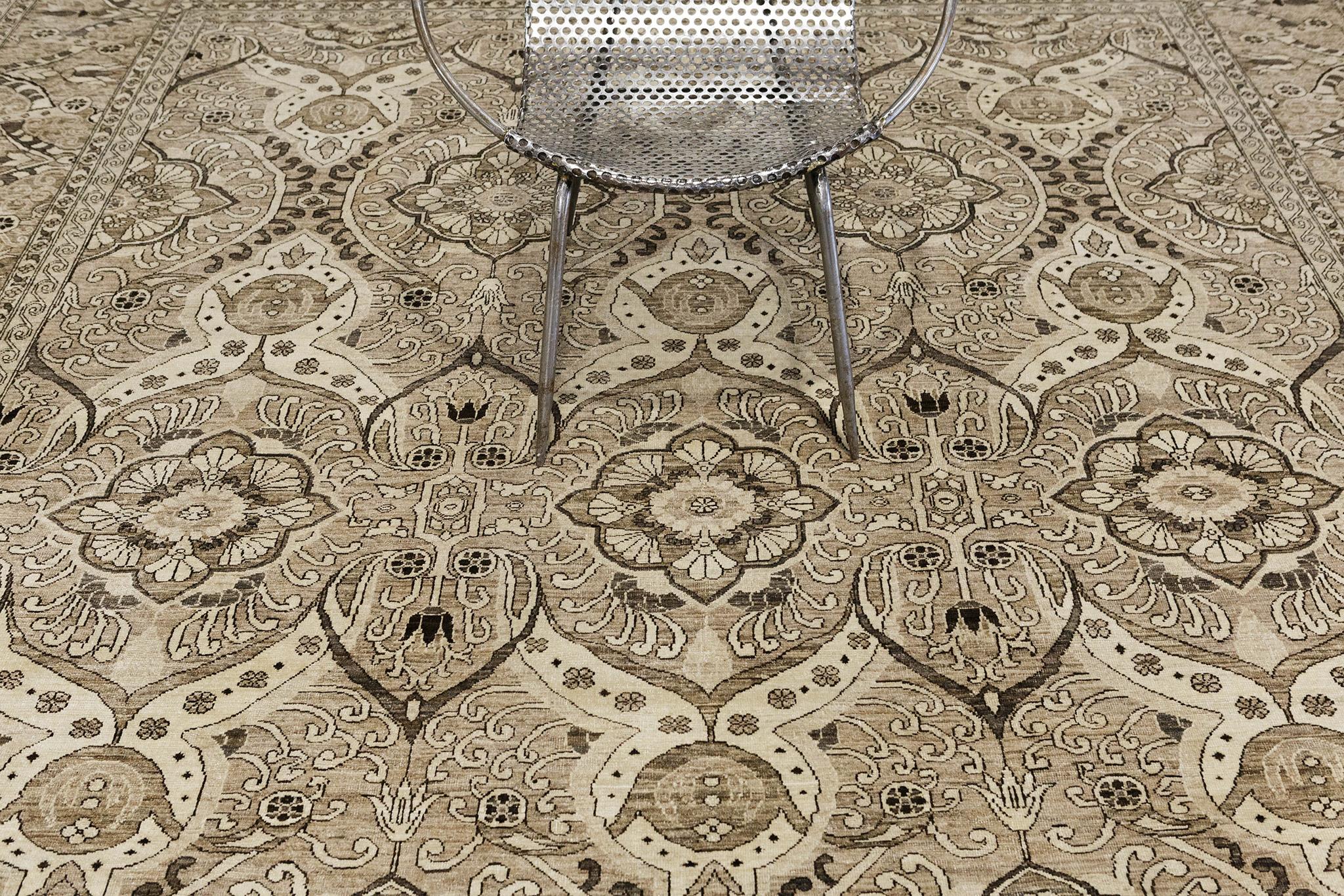 Centroasiatico Mehraban Rugs in stile vintage Agra Design D5408 in vendita