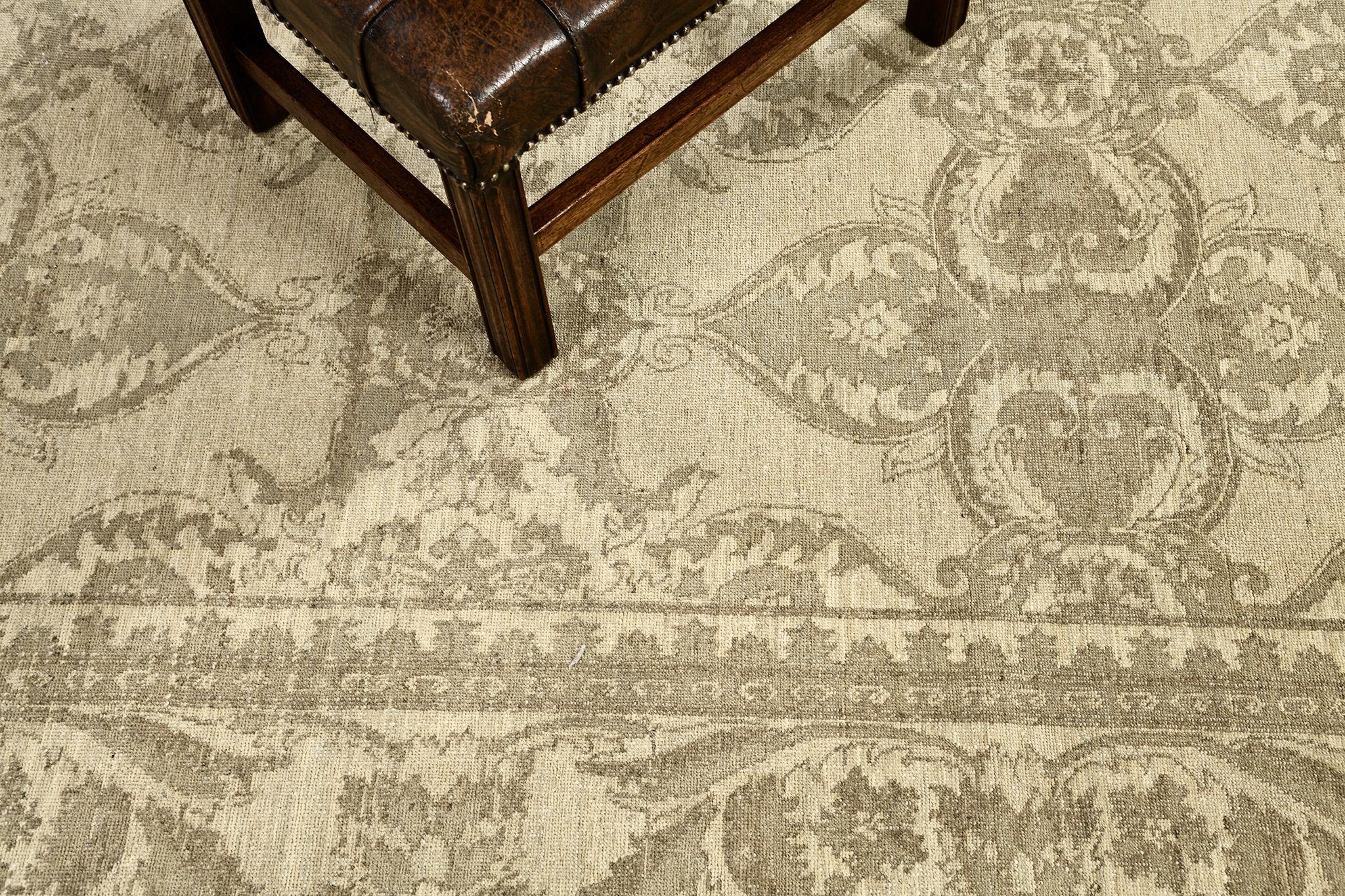 Mehraban Vintage-Teppich im Arts and Crafts-Stil D5265 Rapture Kollektion (Wolle) im Angebot
