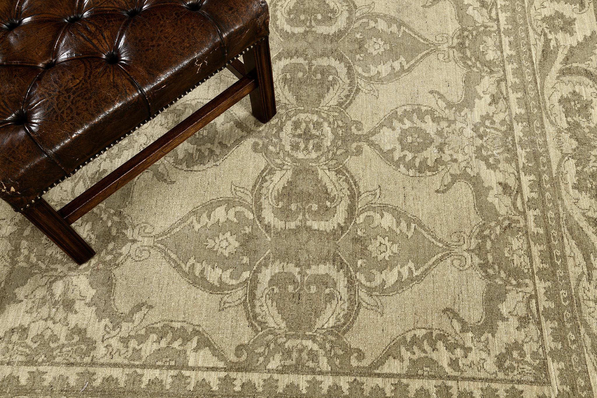 Mehraban Vintage-Teppich im Arts and Crafts-Stil D5265 Rapture Kollektion im Angebot 1
