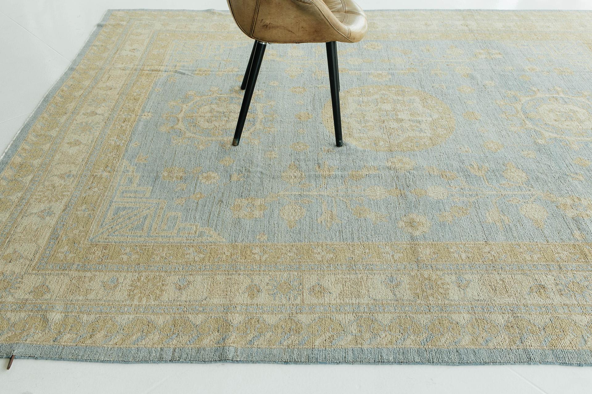 Wool Mehraban Vintage Style Khotan Design Rug D5386 For Sale