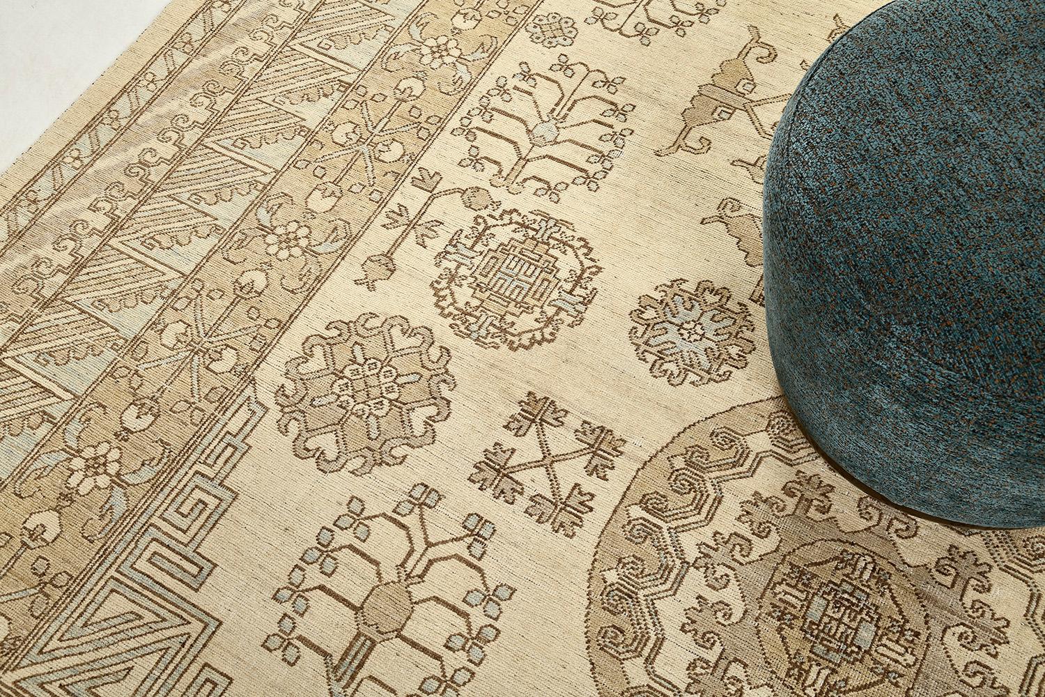 XXIe siècle et contemporain Tapis Mehraban de style Khotan à motifs vintage D5582 Safira en vente
