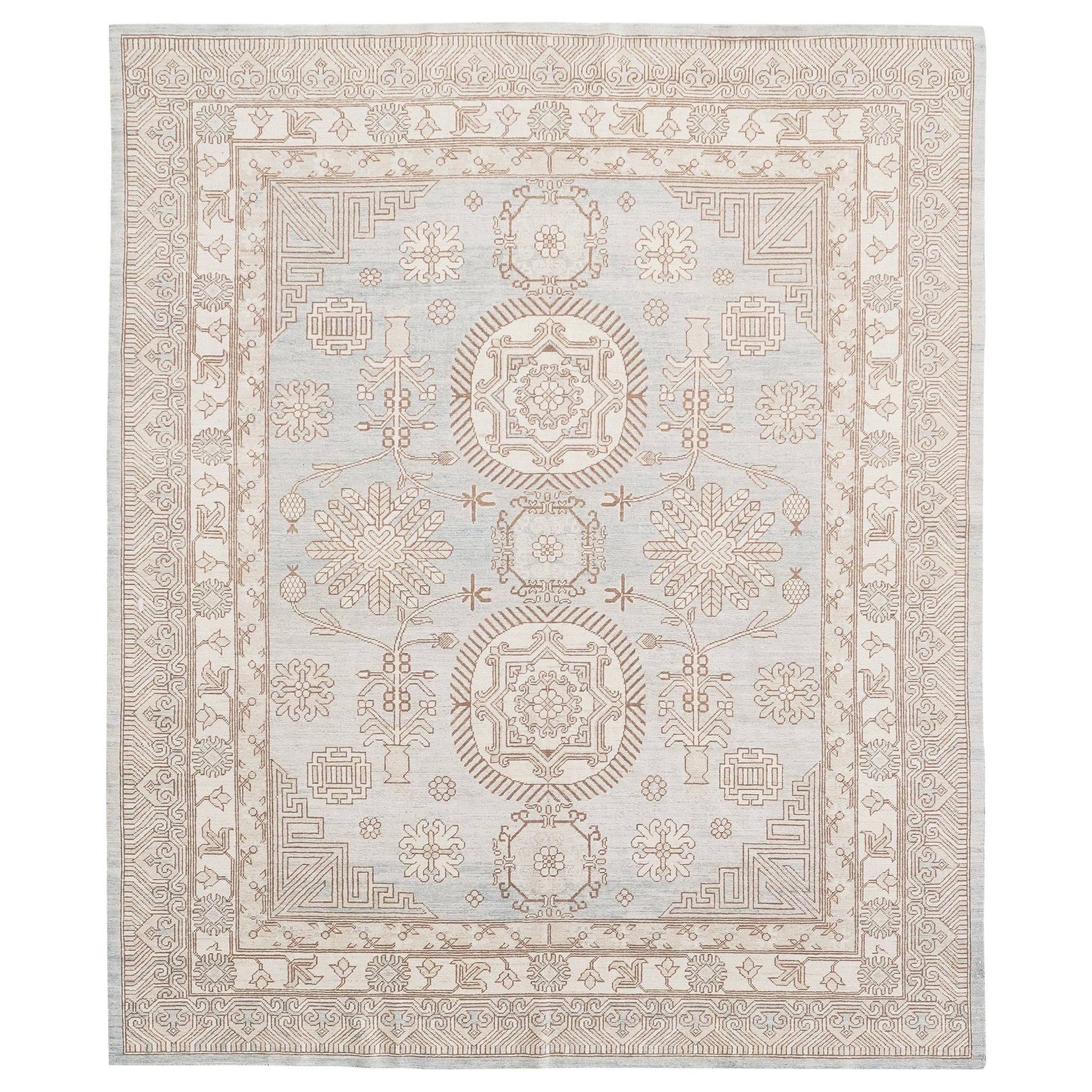 Mehraban Alfombra de Diseño Khotan Estilo Vintage D5583