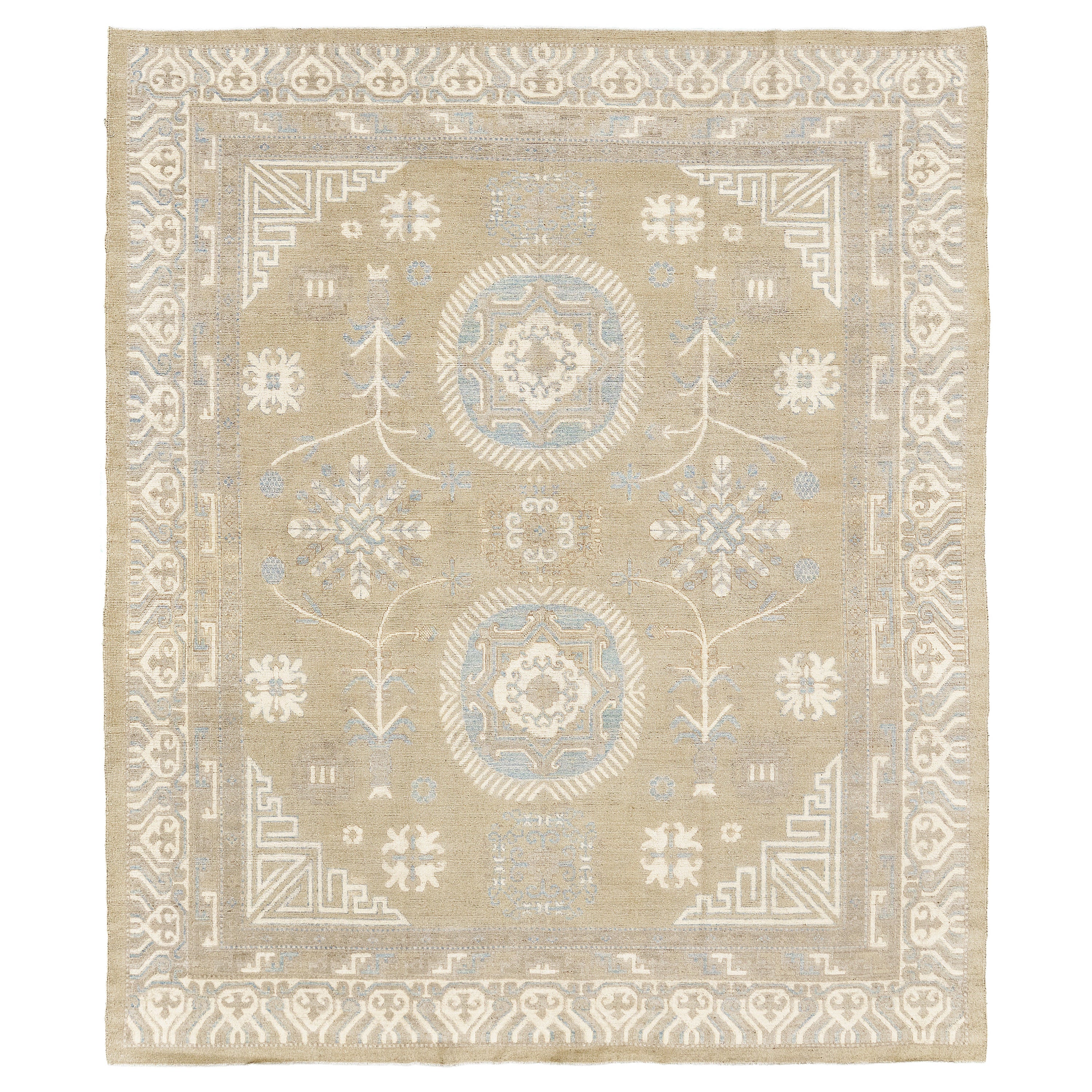 Mehraban - Tapis à motif Khotan de style vintage D5583