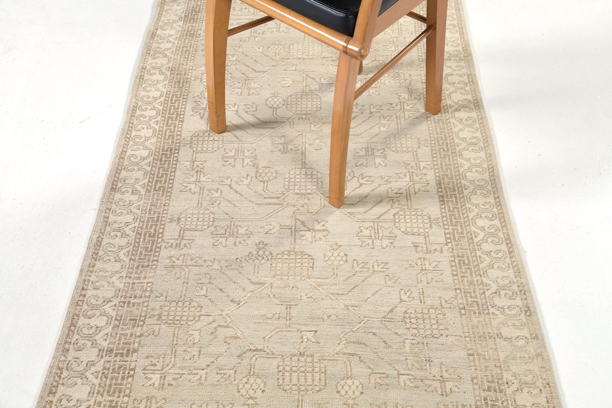 Contemporary Mehraban Vintage Style Khotan Design Runner For Sale