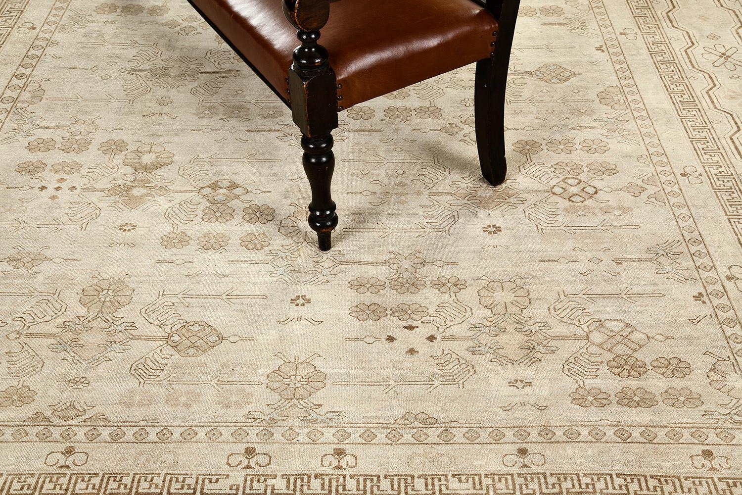 Mehraban Vintage Style Khotan Revival Rug For Sale 3