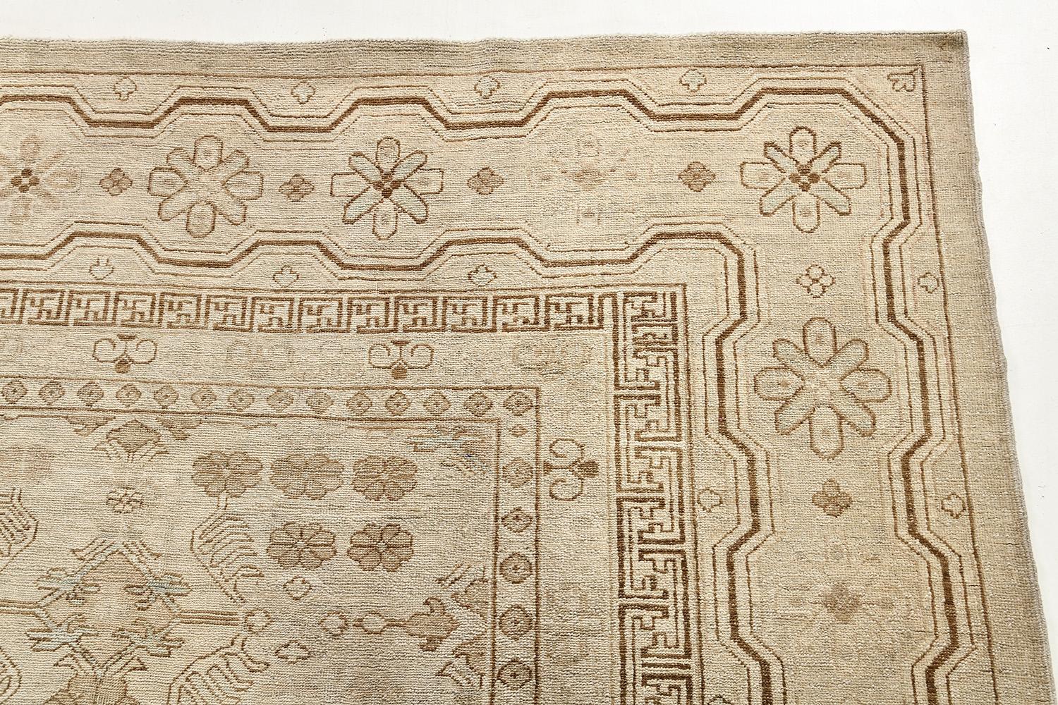 A classy Khotan design that features all-over dainty botanical elements. Make your space turn into a classy imaginative interior through its light and airy vibe. Get amazed by this remarkable masterpiece as you transform your room into an