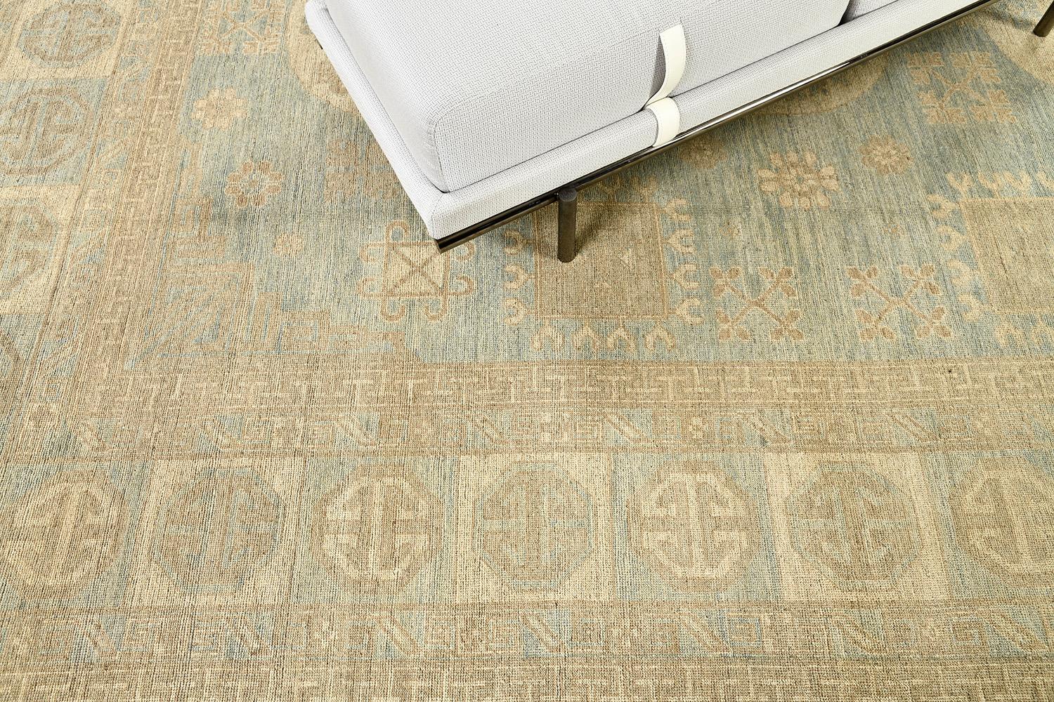 Hand-Knotted Mehraban Vintage Style Khotan Revival Rug For Sale