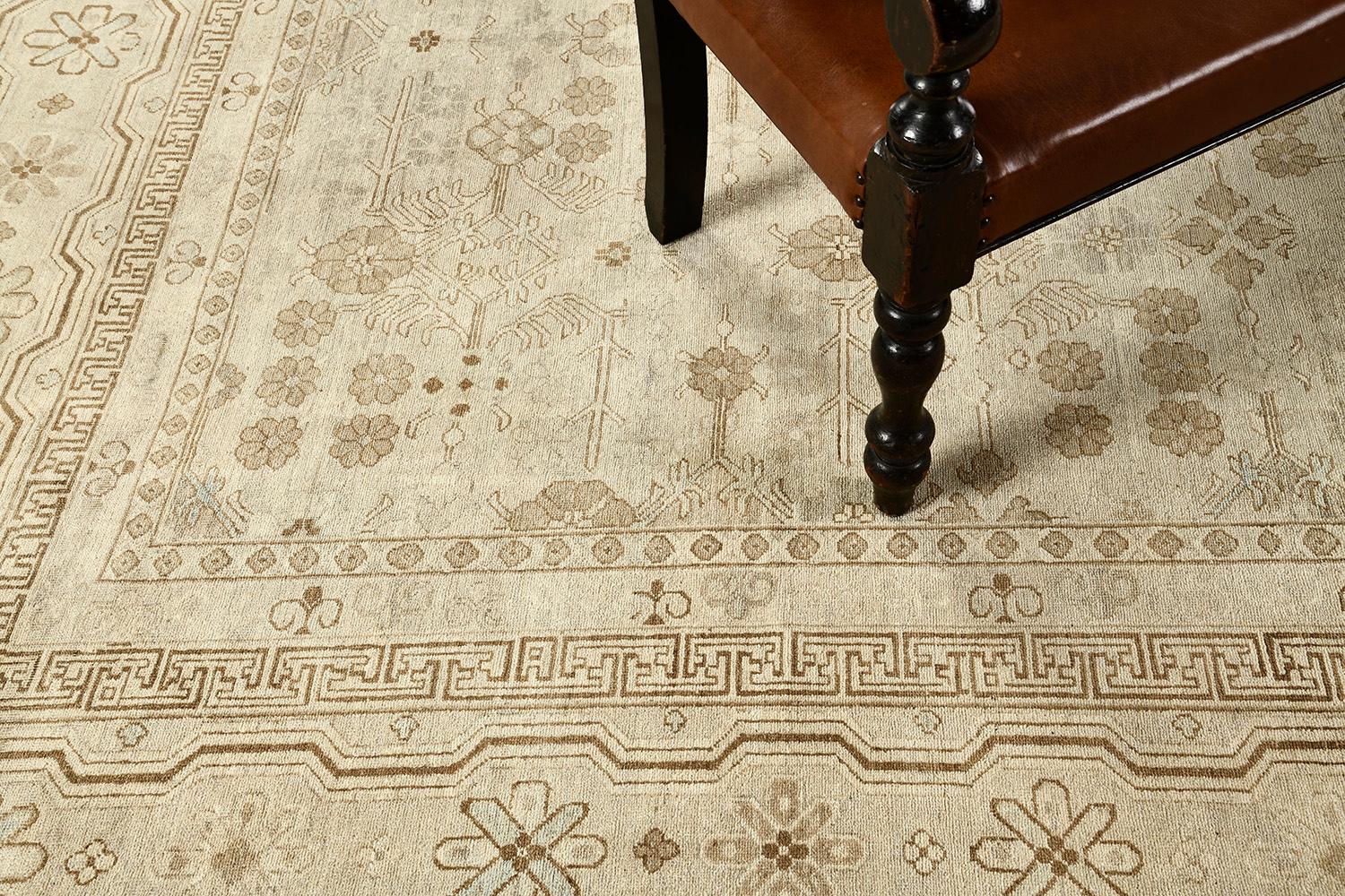 Mehraban Vintage Style Khotan Revival Rug For Sale 1