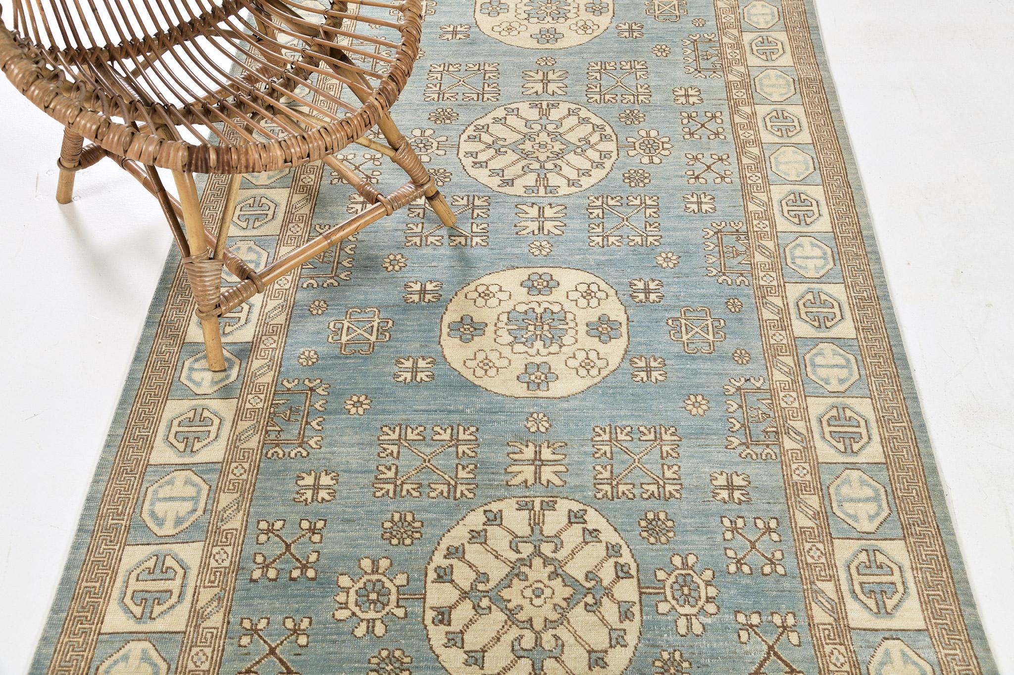 Wool Mehraban Vintage Style Khotan Revival Runner For Sale