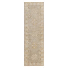 Mehraban - Tapis de couloir vintage de style néo-gothique Khotan